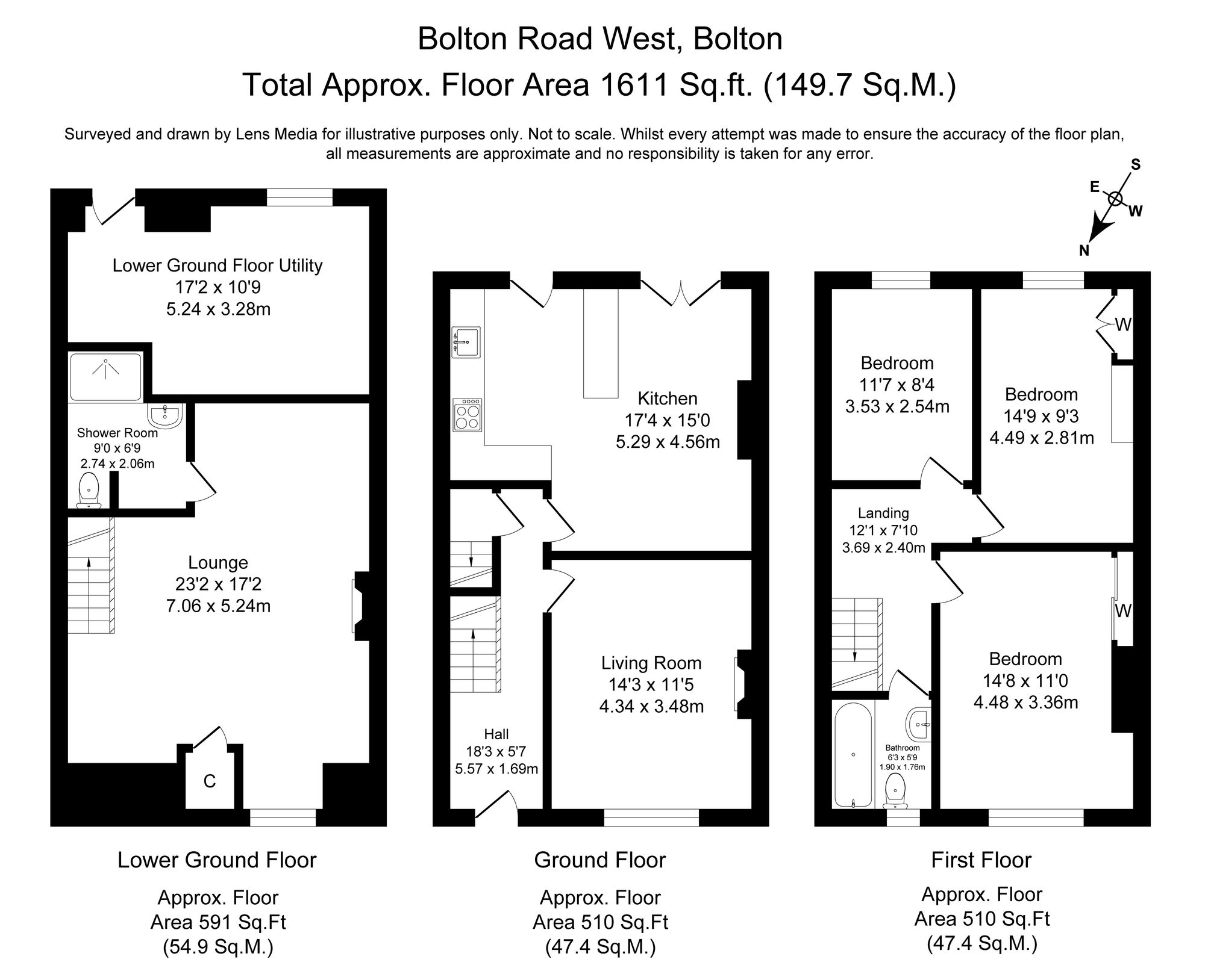 3 bed terraced house for sale in Bolton Road West, Bury - Property floorplan