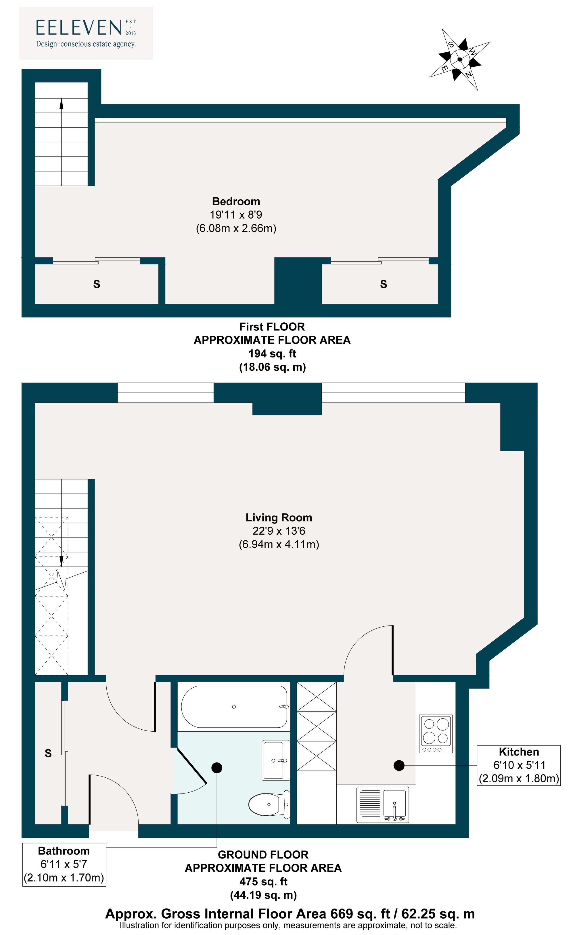 1 bed ground floor flat for sale in Clock Court, Victory Road, Wanstead, London E11 - Property floorplan
