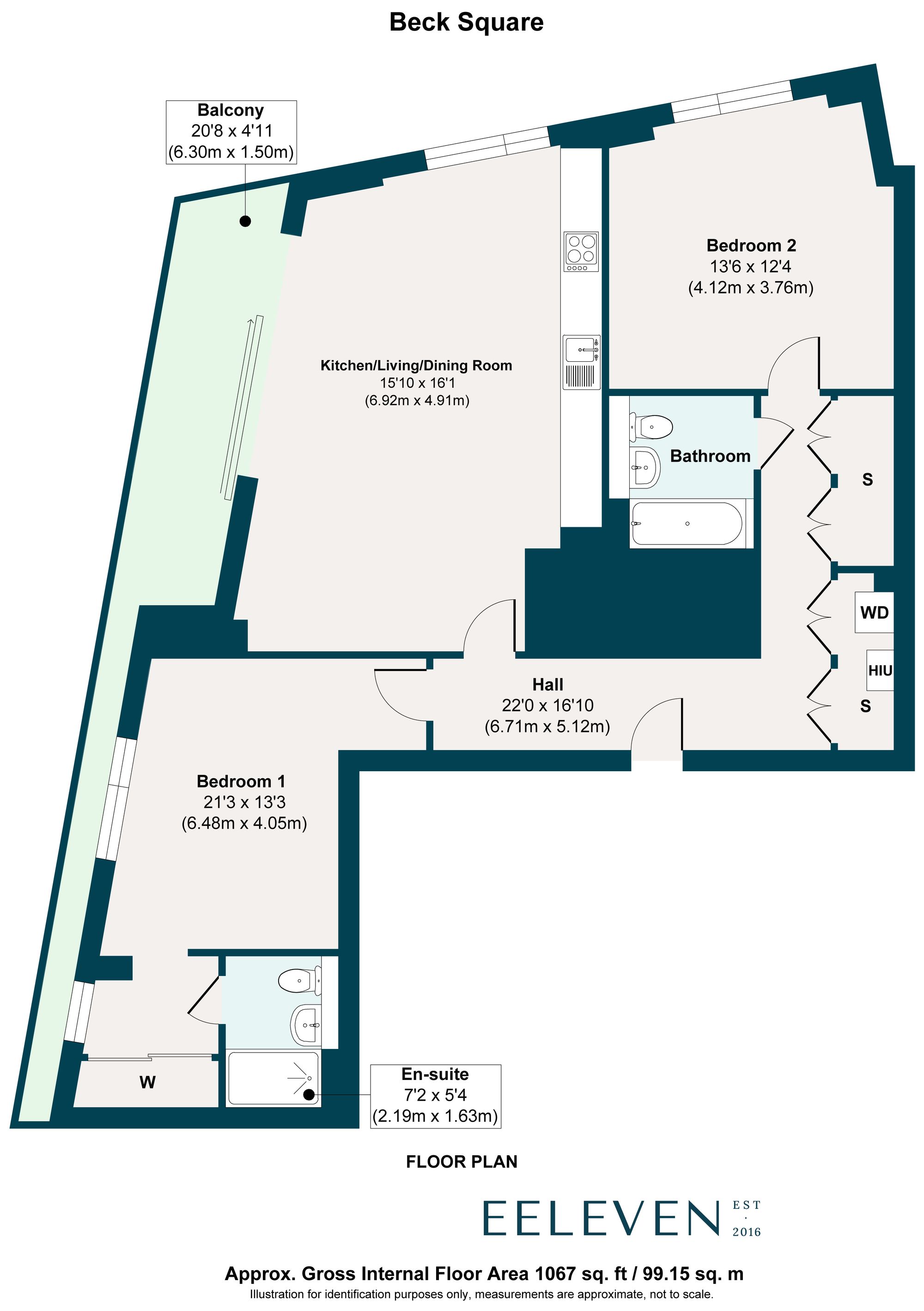 2 bed penthouse for sale in Beck Square, Leyton, London, E10 - Property floorplan