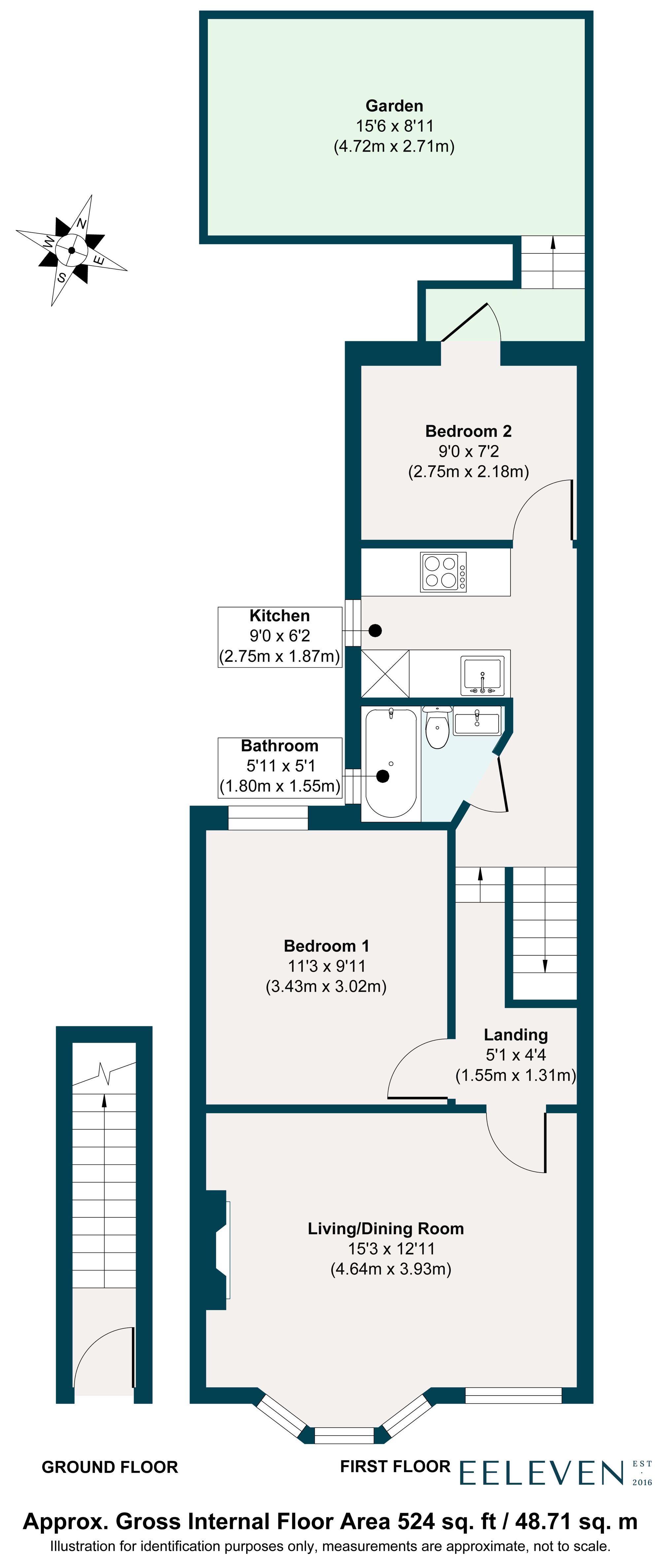 2 bed flat for sale in Melford Road, Leytonstone, London, E11 - Property floorplan