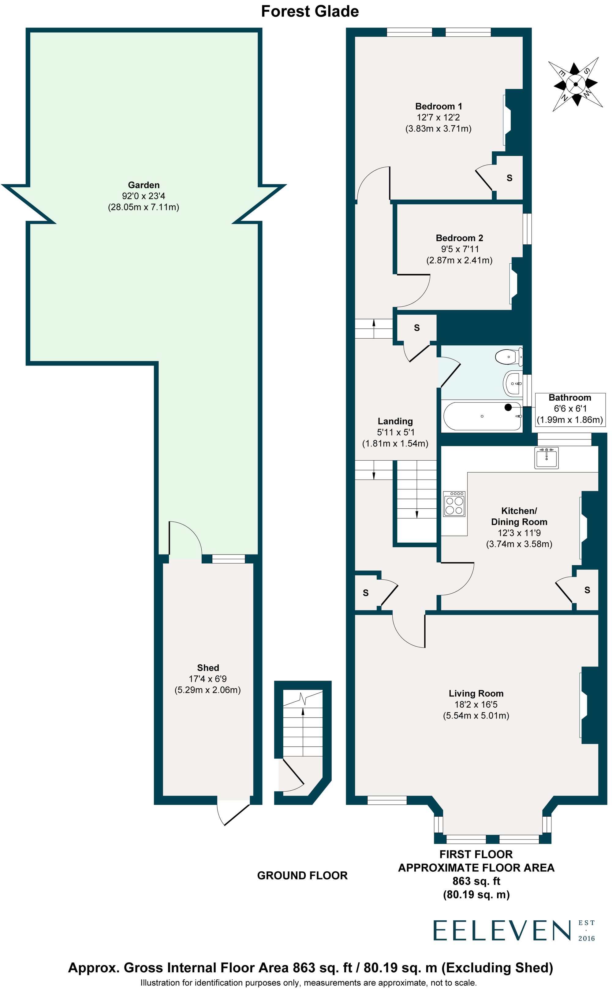 2 bed flat for sale in Forest Glade, Upper Leytonstone, London, E11 - Property floorplan