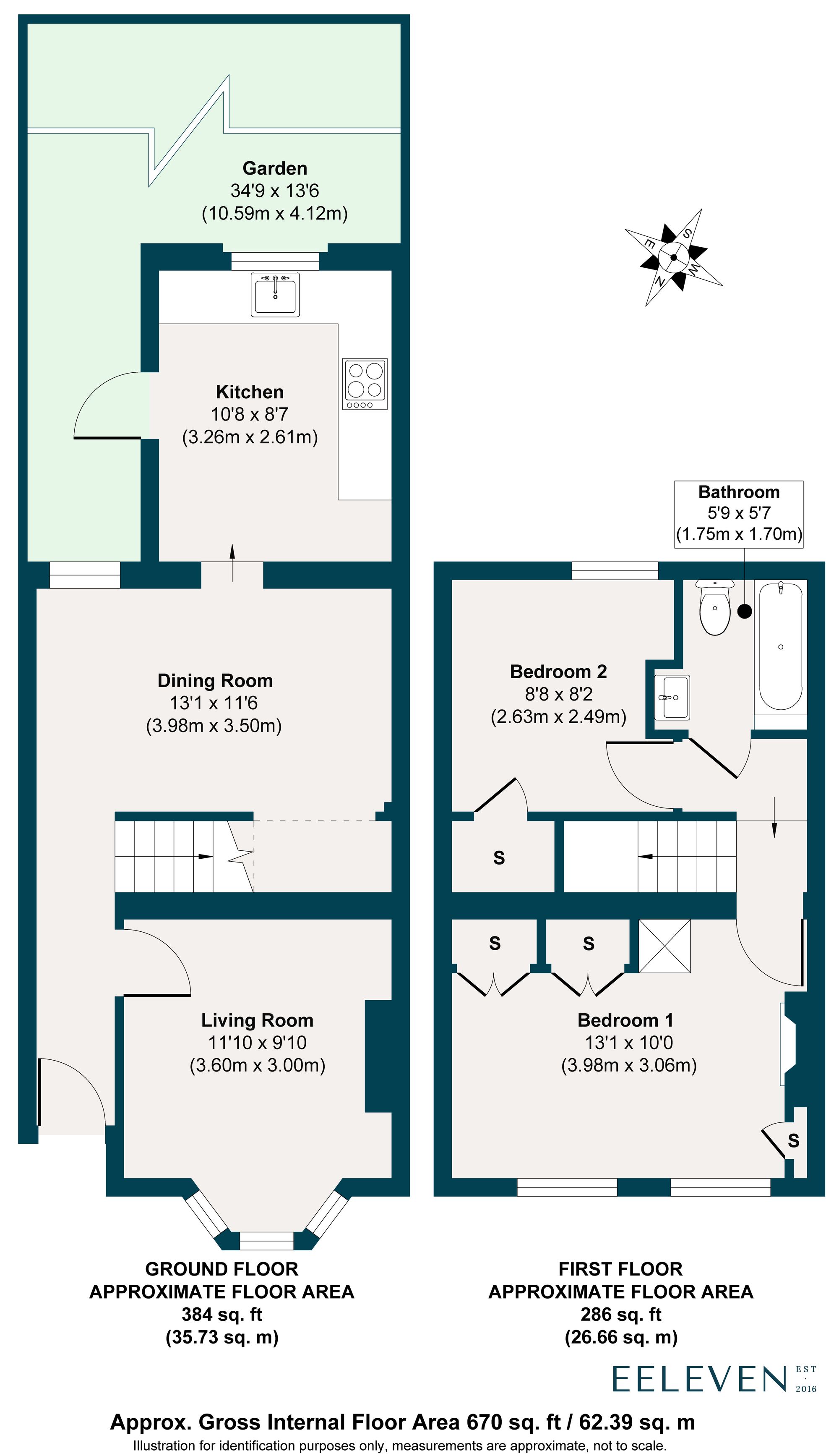 2 bed mid-terraced house for sale in Huddlestone Road, Forest Gate, London, E7 - Property floorplan