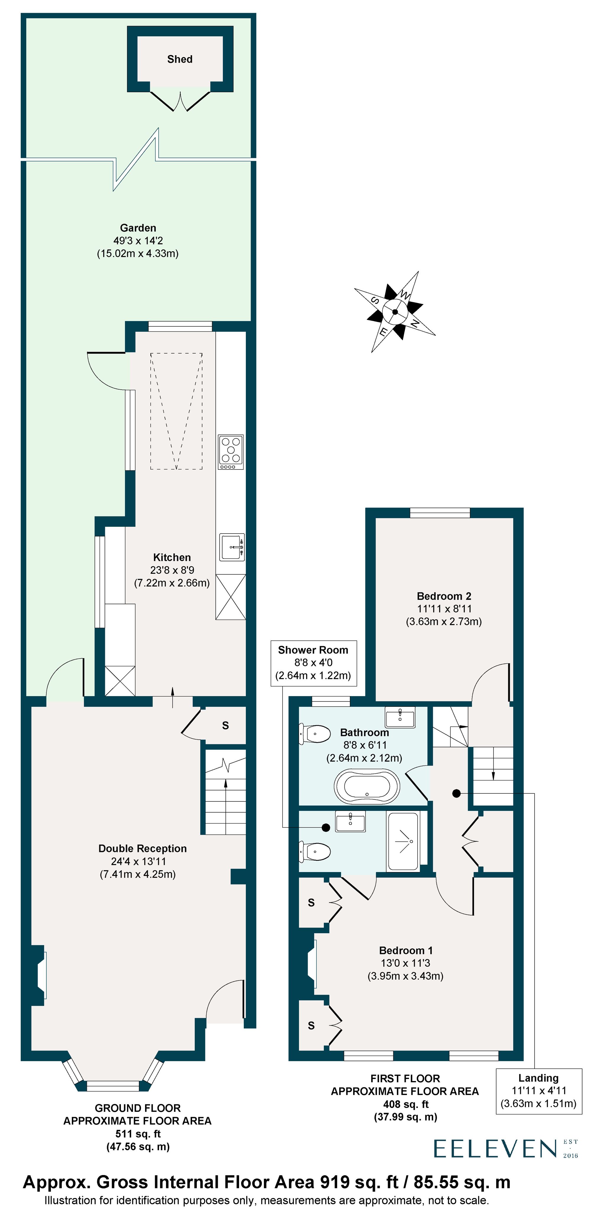 2 bed mid-terraced house for sale in Campus Road, Walthamstow, London, E17 - Property floorplan