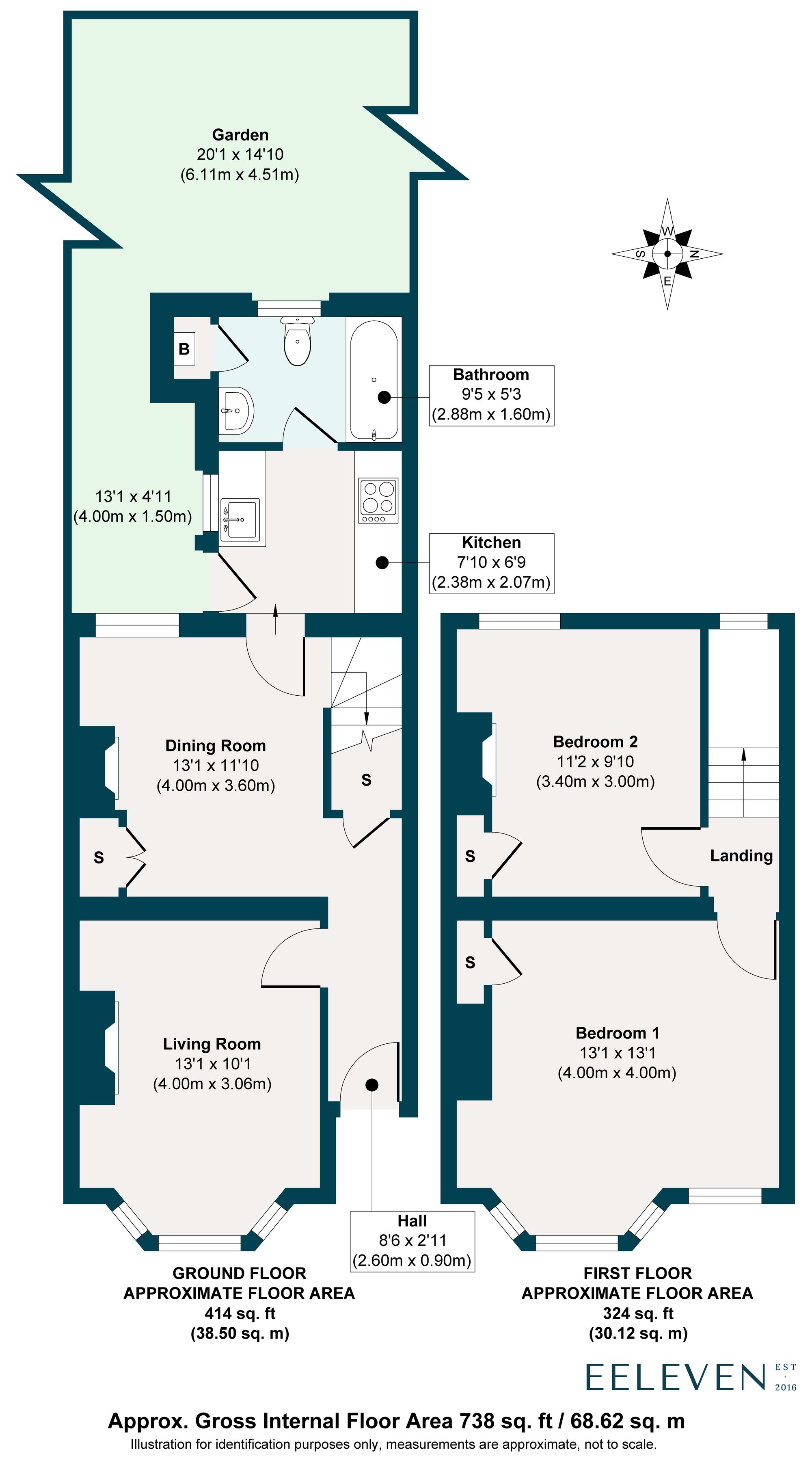 2 bed terraced house for sale in Montague Road, Leytonstone, London, E11 - Property floorplan