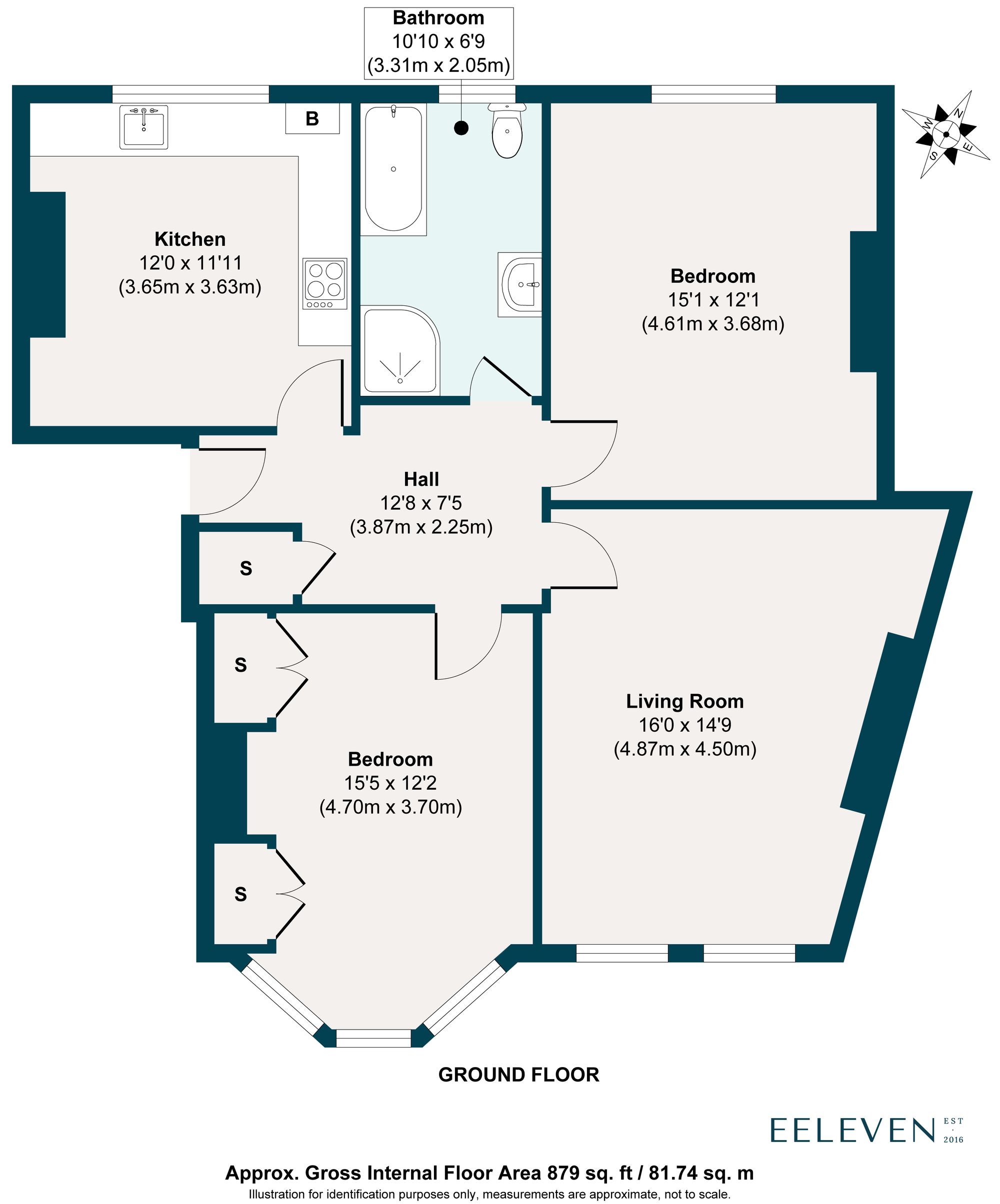 2 bed apartment for sale in Cavendish Mansions, Clapton Square, Hackney, E5 - Property floorplan