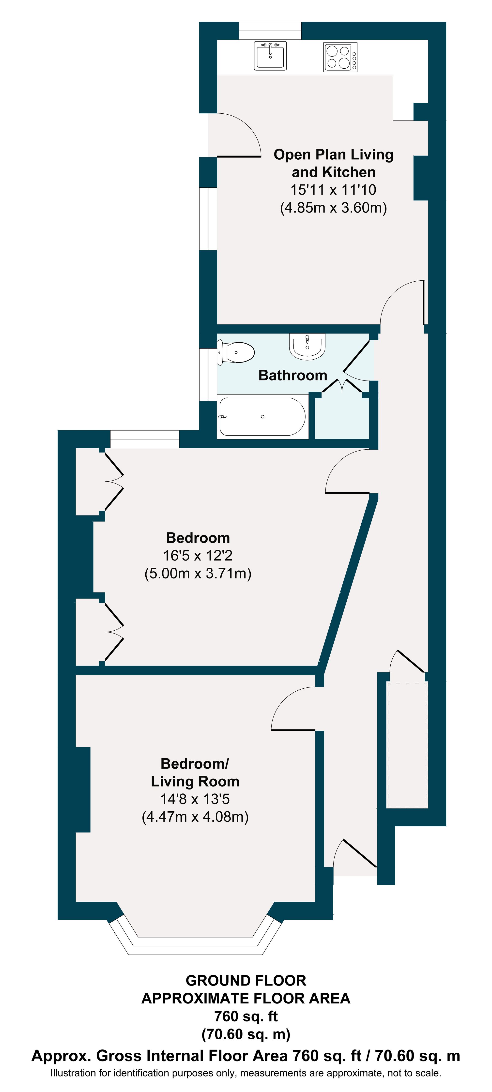 2 bed ground floor flat for sale in Tyndall Road, Leyton, London, E10 - Property floorplan
