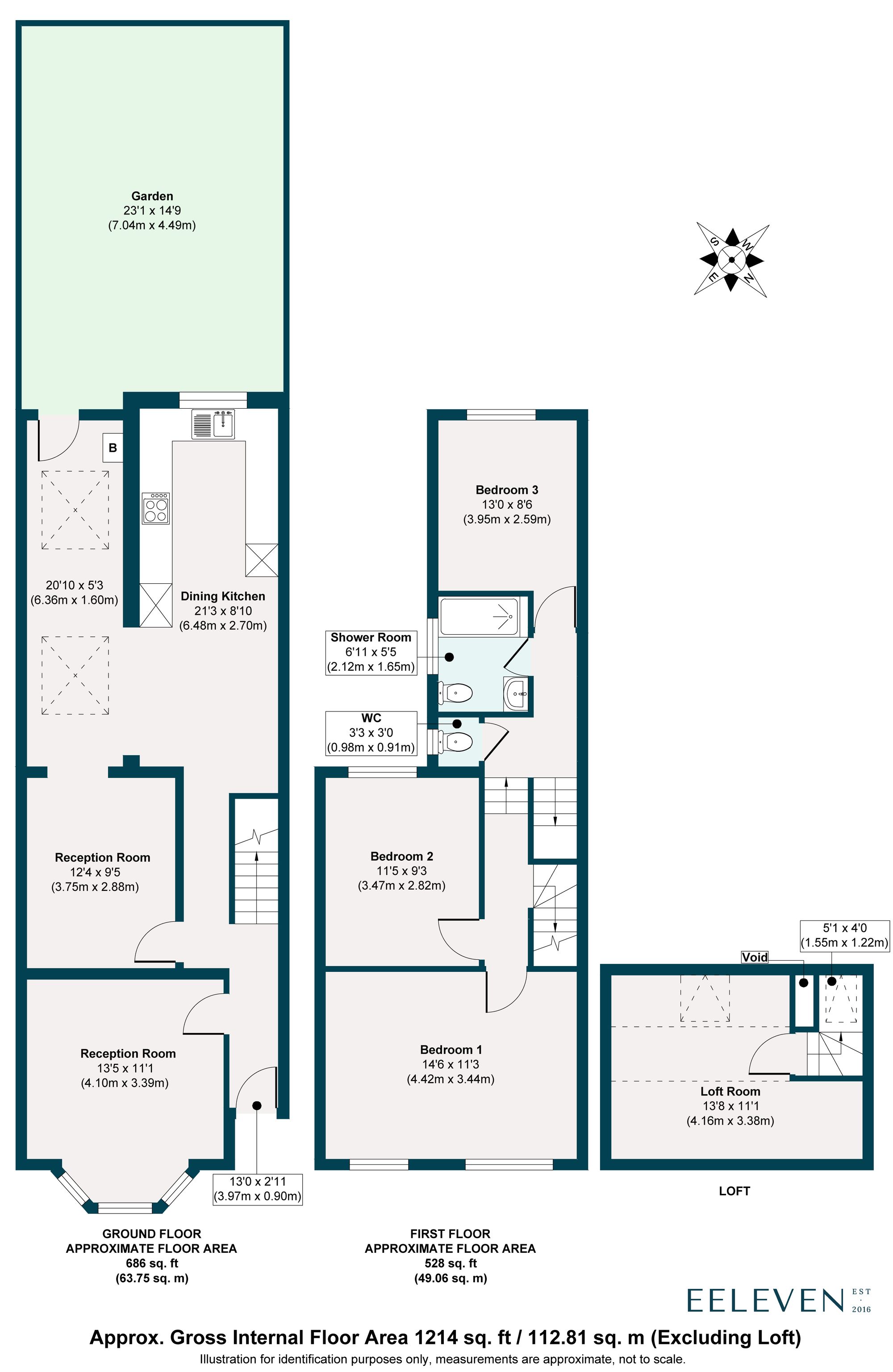 3 bed mid-terraced house for sale in Grove Road, Bushwood, Leytonstone, E11 - Property floorplan
