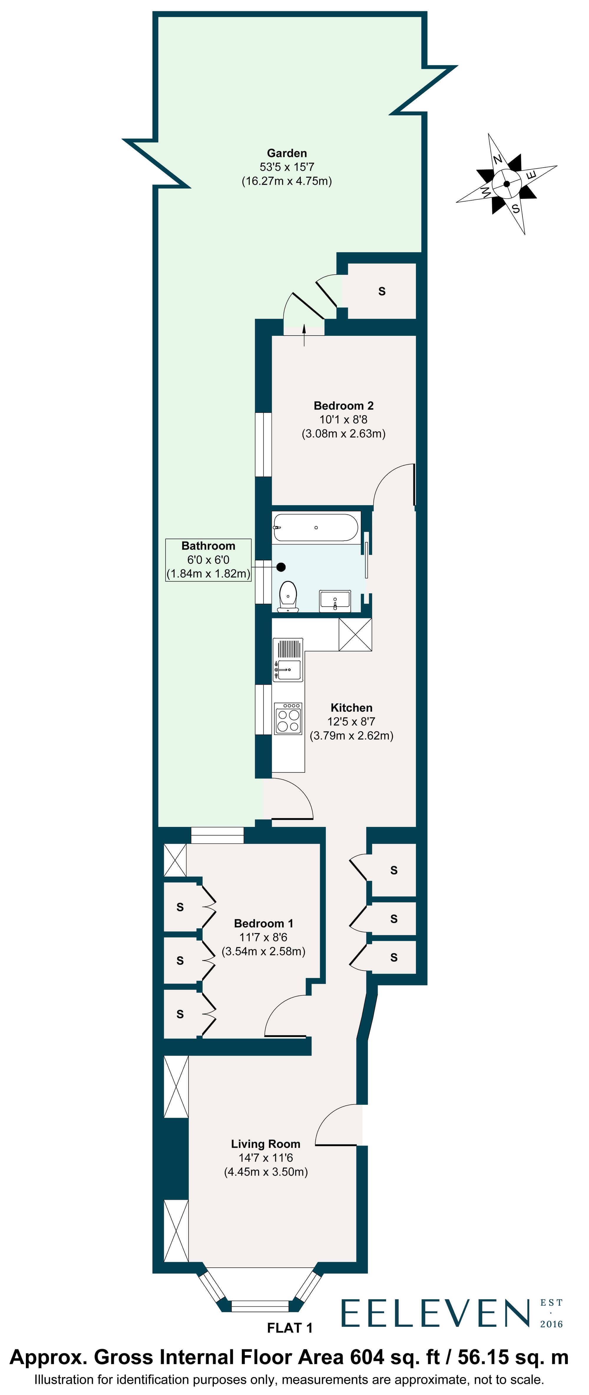 2 bed flat for sale in Barclay Road, Bushwood, London, E11 - Property floorplan