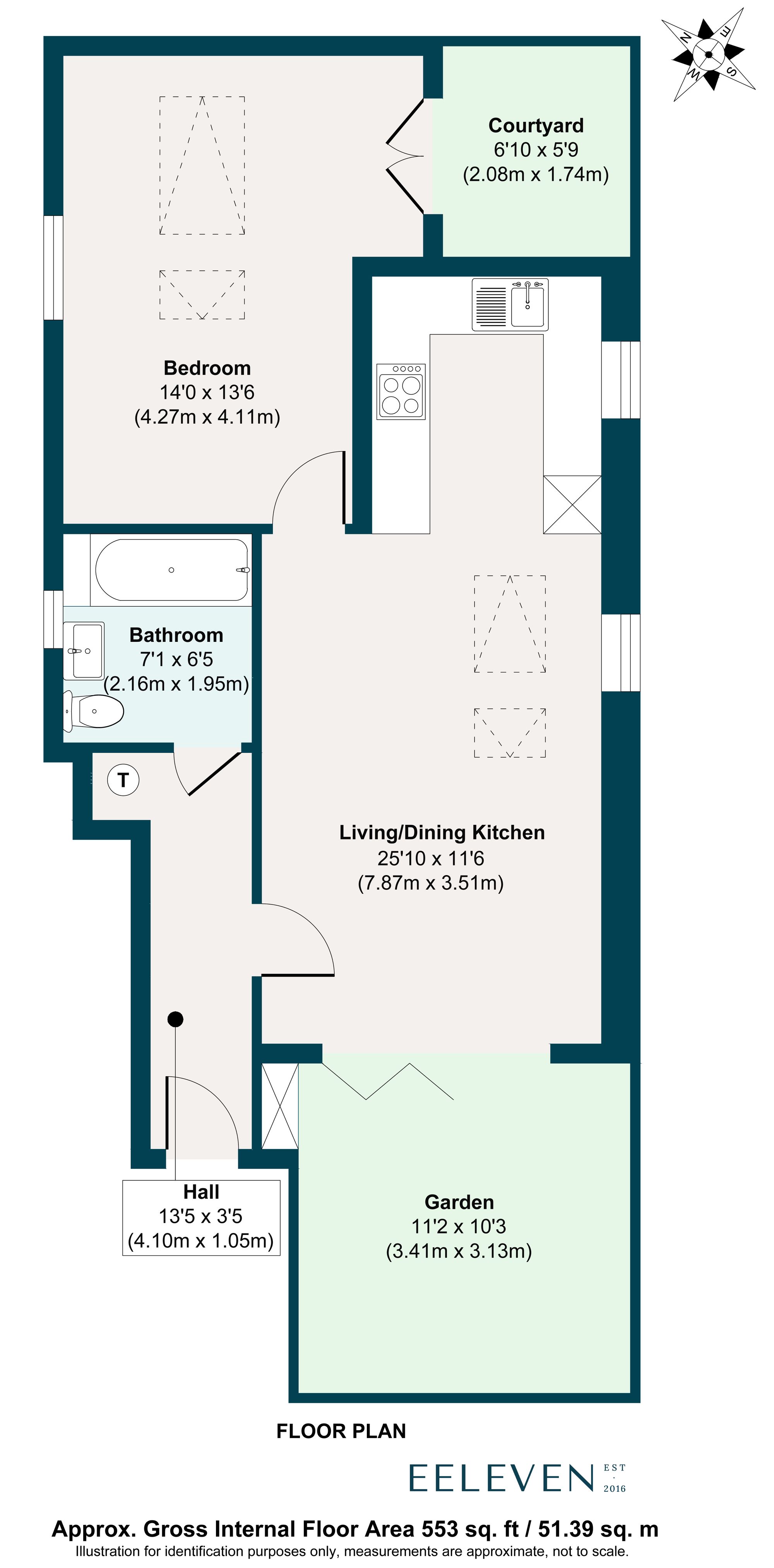 1 bed ground floor flat to rent in Tavistock Road, London, E7 - Property floorplan