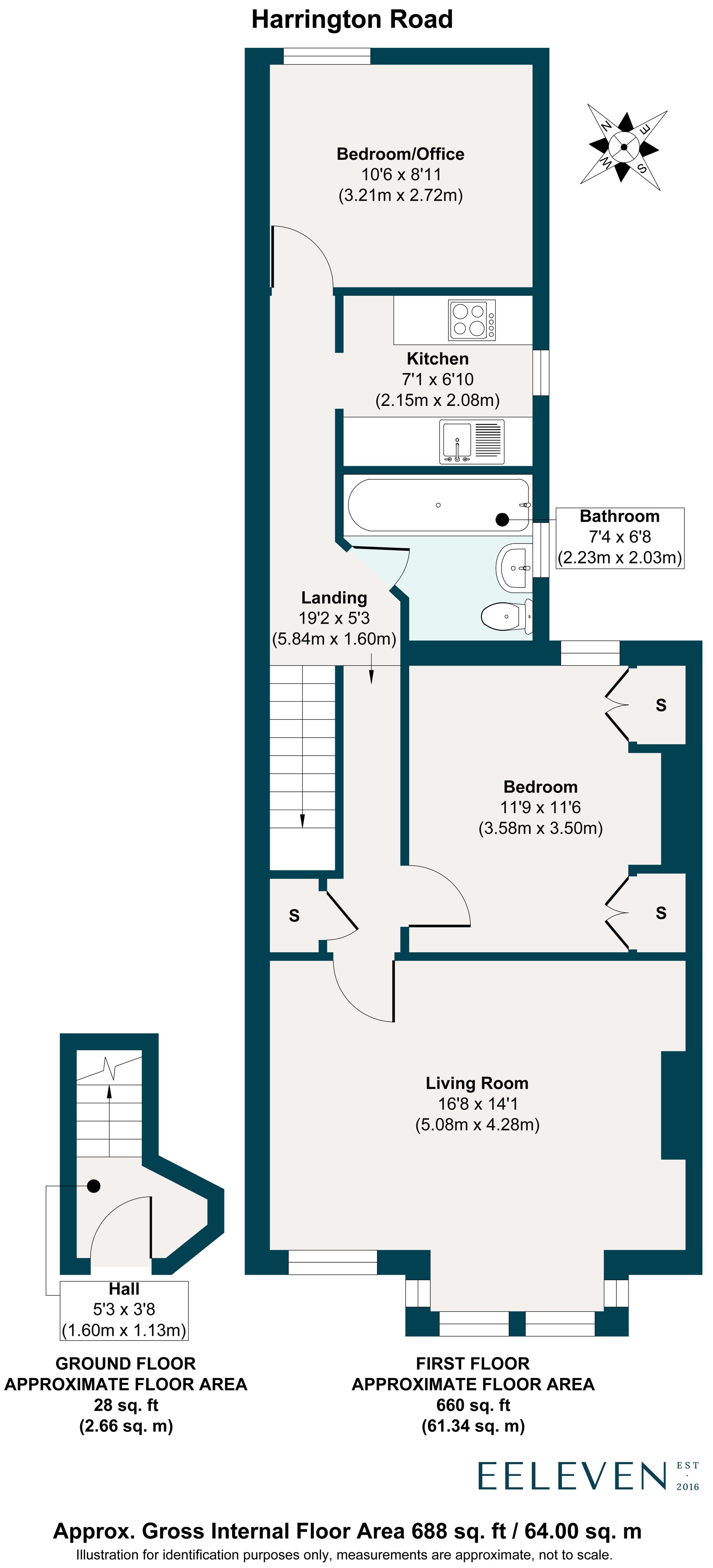 2 bed flat for sale in Harrington Road, Leytonstone, London, E11 - Property floorplan