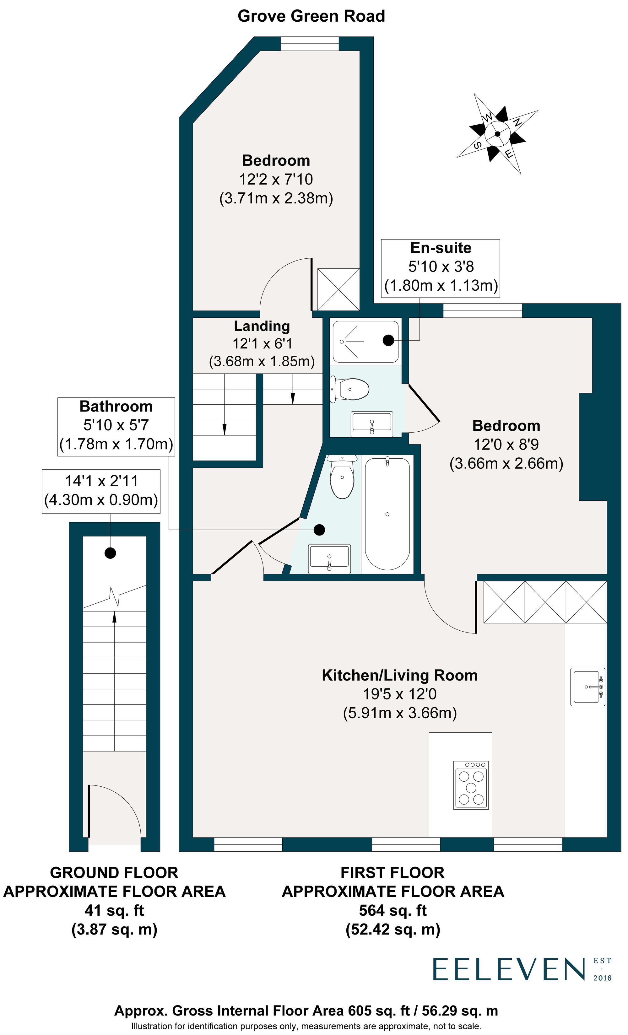 2 bed flat for sale in Grove Green Road, Leytonstone, London, E11 - Property floorplan