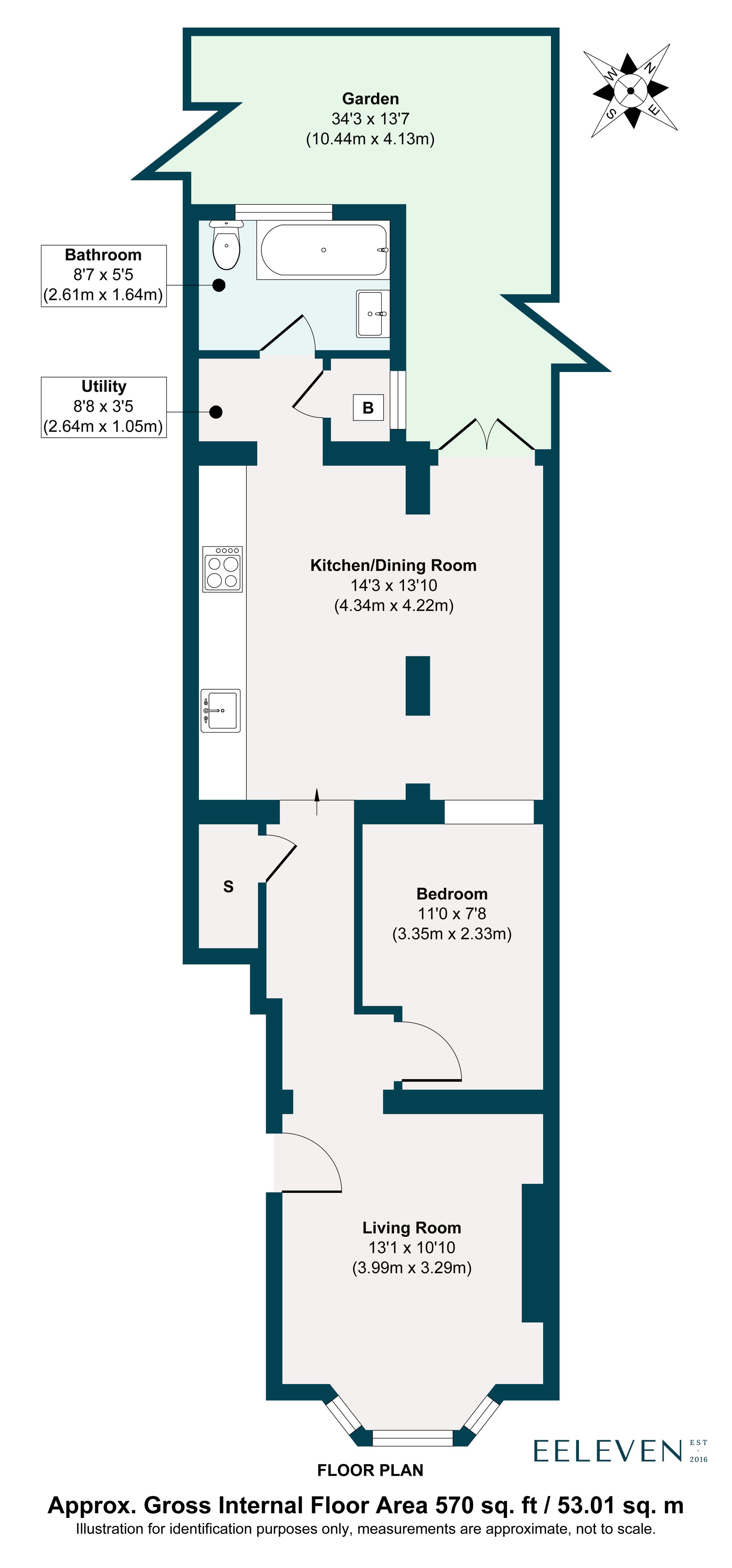 1 bed flat for sale in Napier Road, Leytonstone, London, E11 - Property floorplan