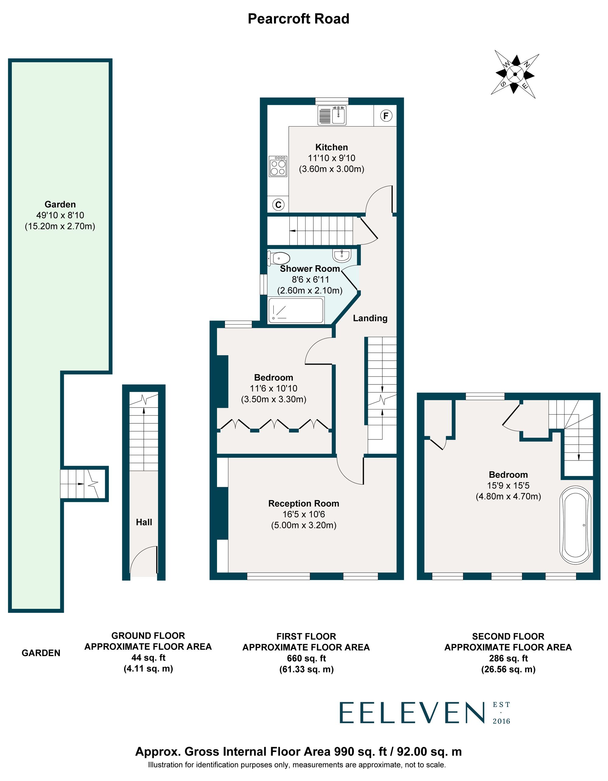 2 bed maisonette for sale in Pearcroft Road, Leytonstone, London, E11 - Property floorplan