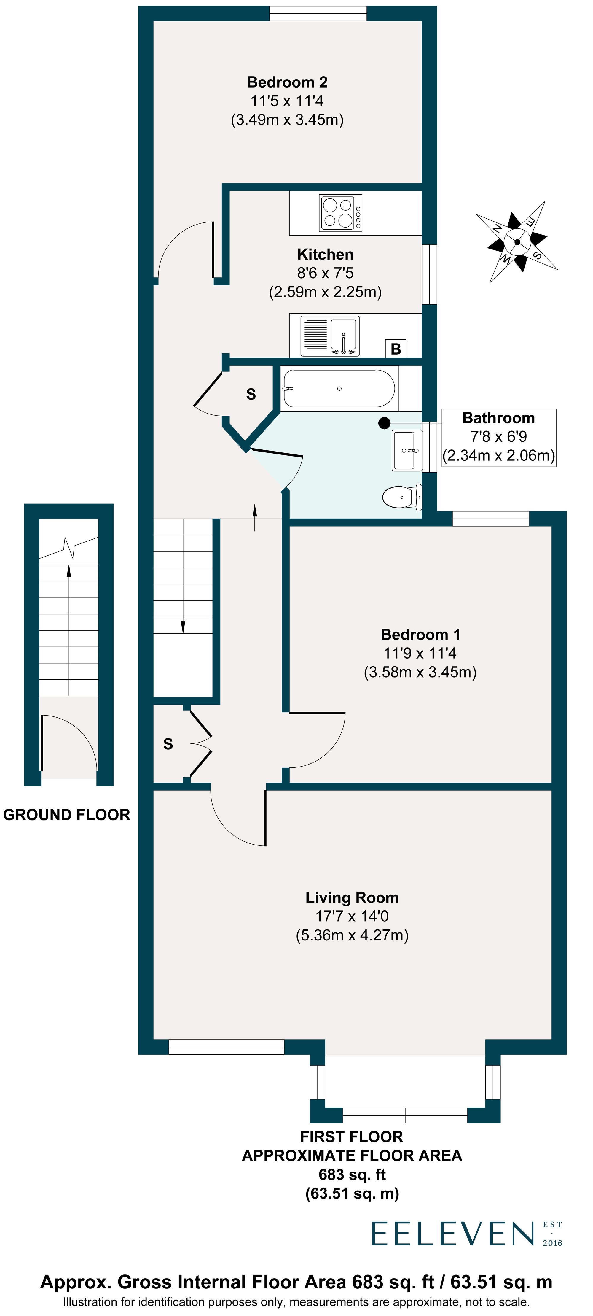 2 bed flat for sale in Harrington Road, Bushwood, London, E11 - Property floorplan