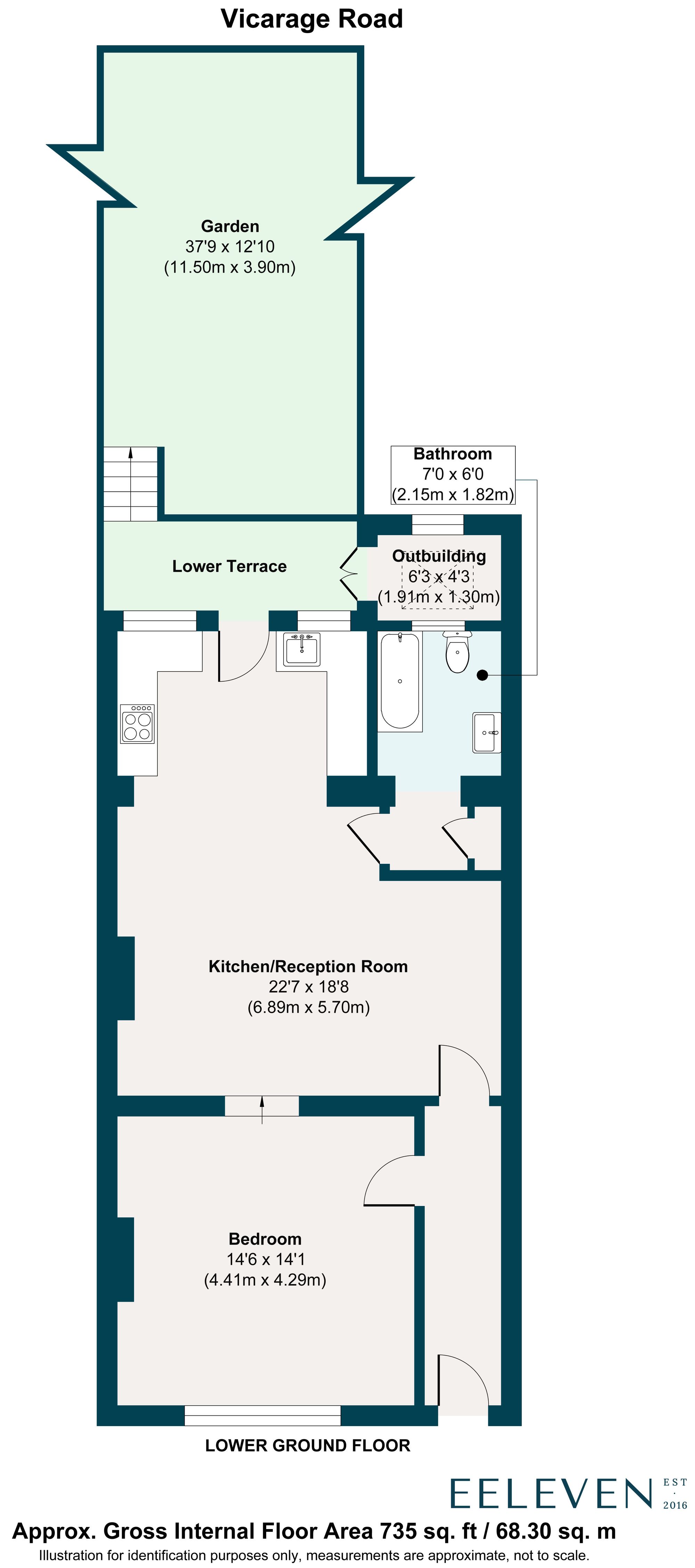 1 bed flat for sale in Vicarage Road, Leyton, London, E10 - Property floorplan