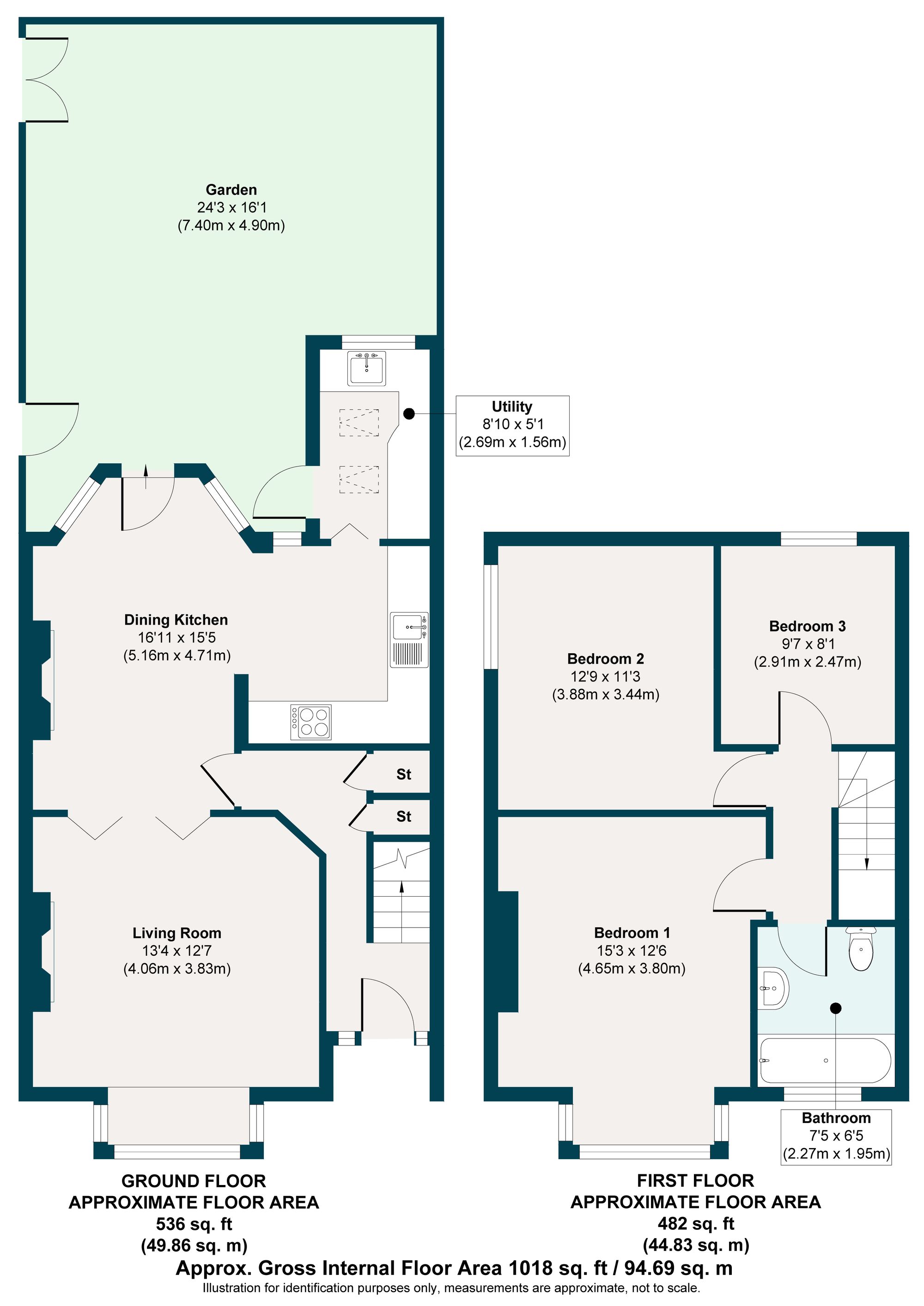 3 bed end of terrace house for sale in Stanmore Road, Bushwood, London, E11 - Property floorplan