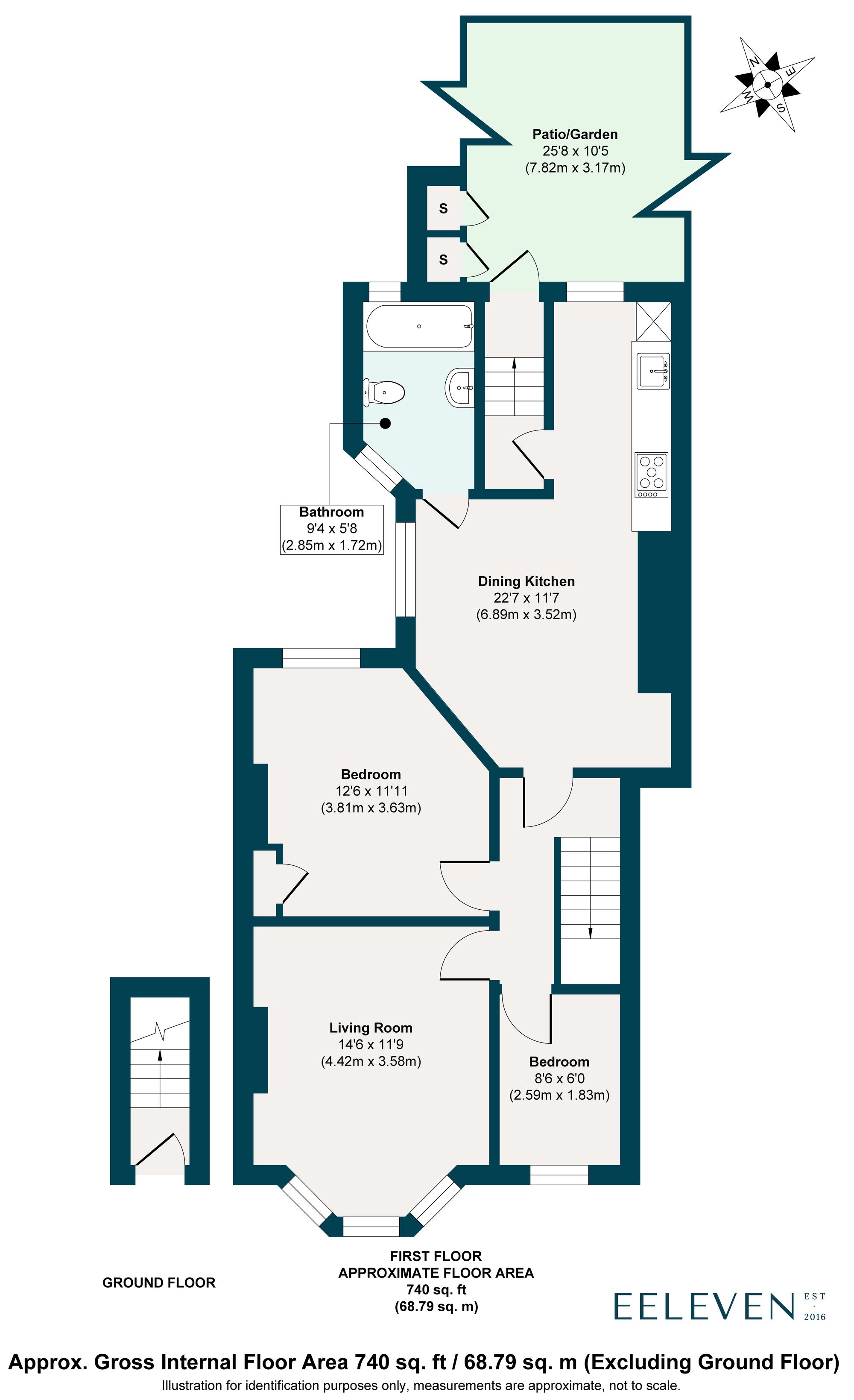 2 bed maisonette for sale in Brunswick Road, Leyton, London, E10 - Property floorplan