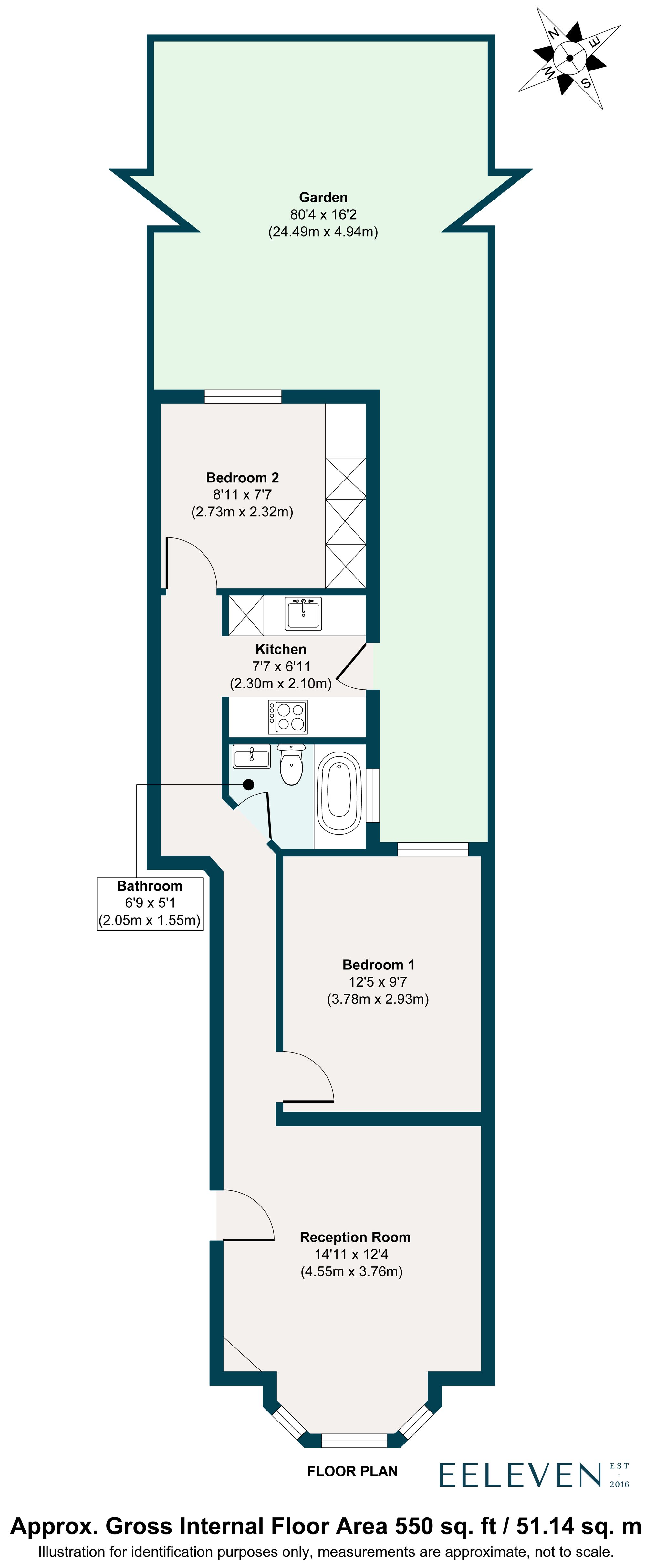 2 bed flat for sale in Fairlop Road, Upper Leytonstone, London, E11 - Property floorplan