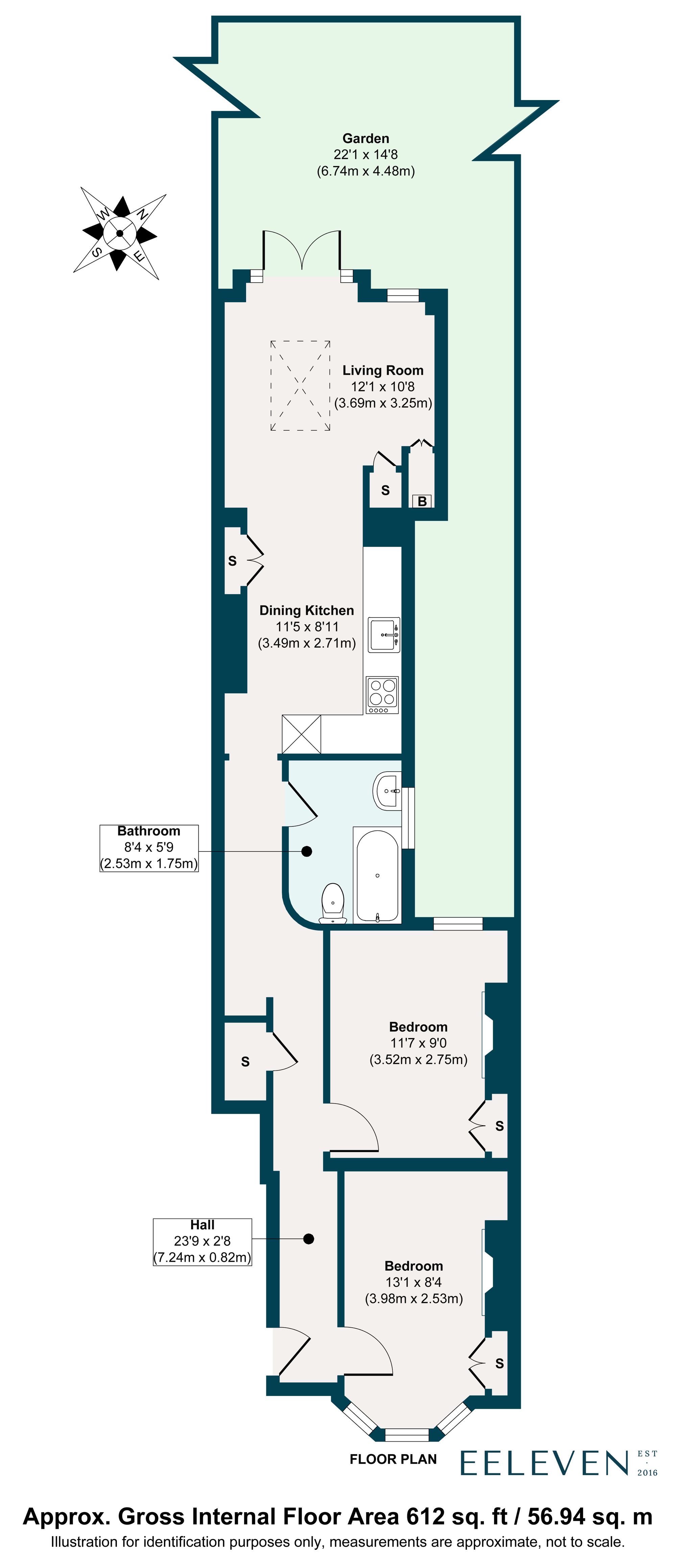 2 bed flat for sale in Albert Road, Leyton, London, E10 - Property floorplan