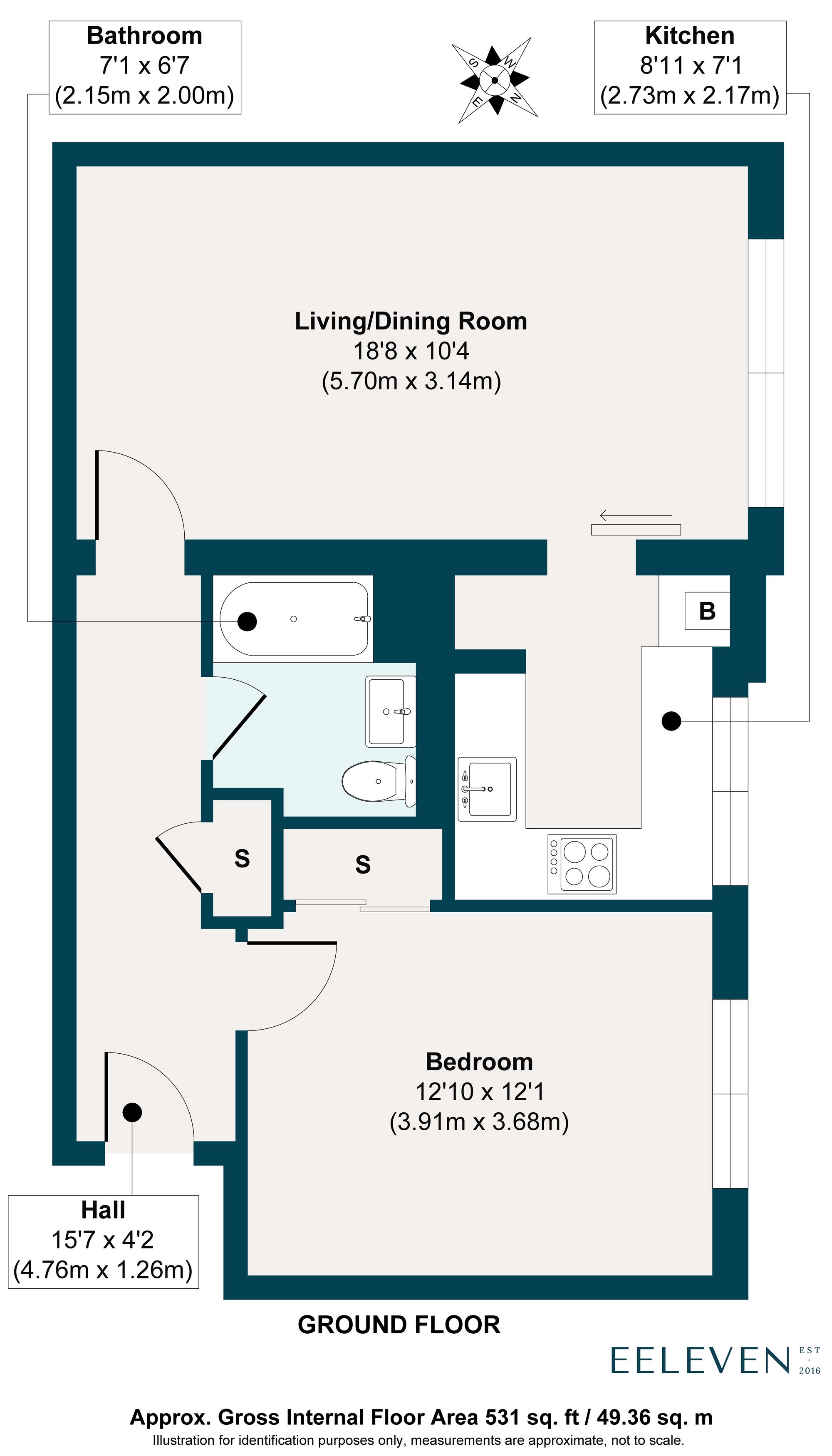 1 bed apartment for sale in Stanley House, Hainault Road, Upper Leytonstone, E11 - Property floorplan