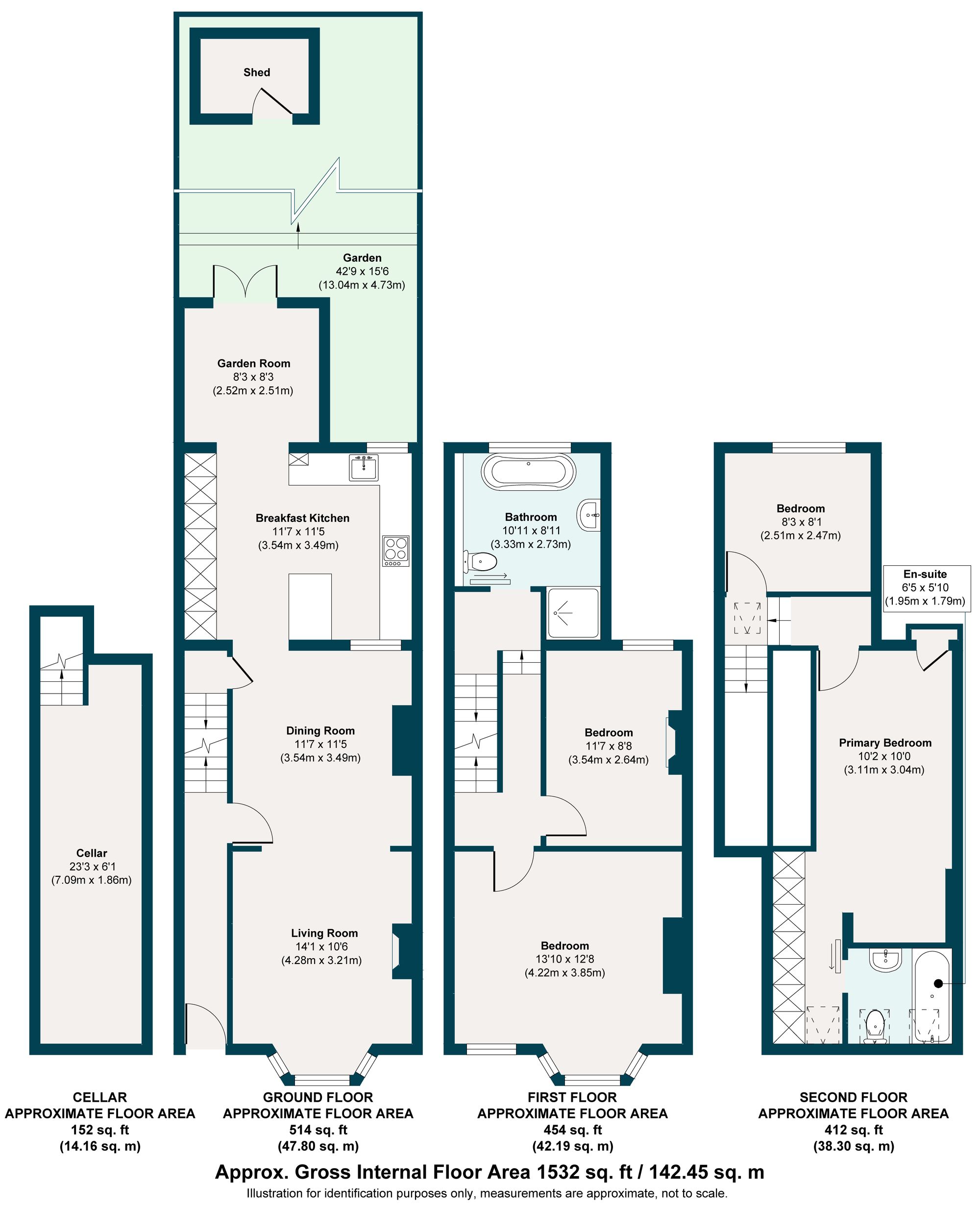 4 bed mid-terraced house for sale in Murchison Road, Leyton, London, E10 - Property floorplan