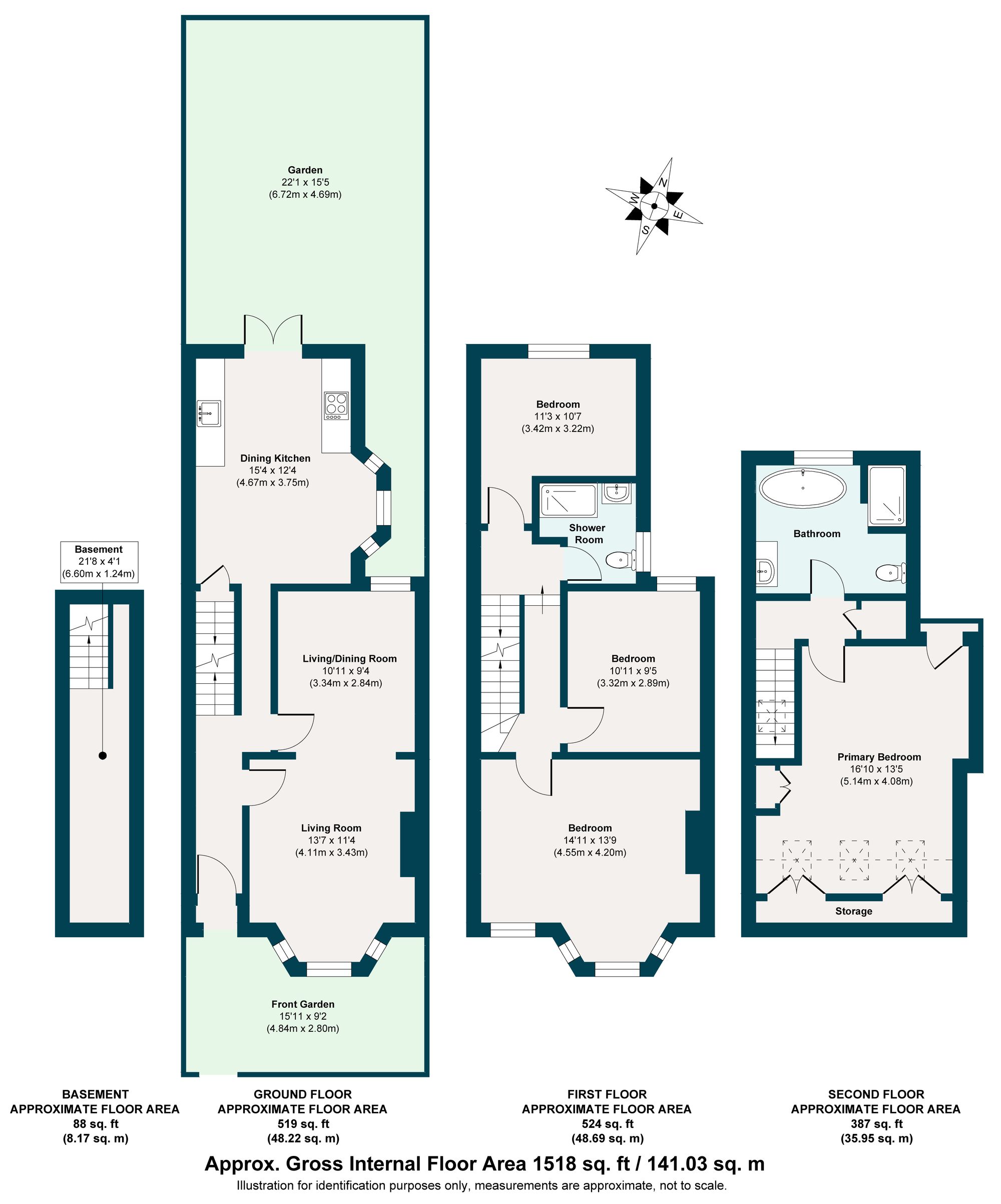 4 bed mid-terraced house for sale in Hampton Road, Leytonstone, London, E11 - Property floorplan