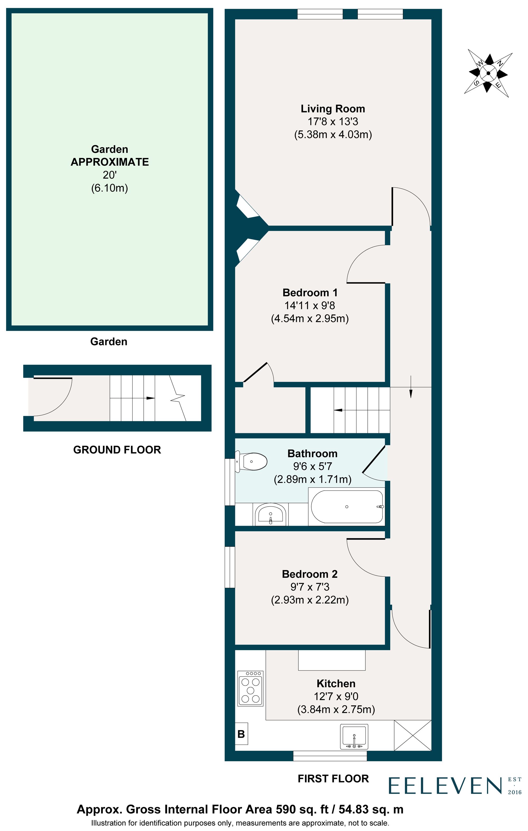 2 bed maisonette for sale in Francis Road, Leyton, London, E10 - Property floorplan