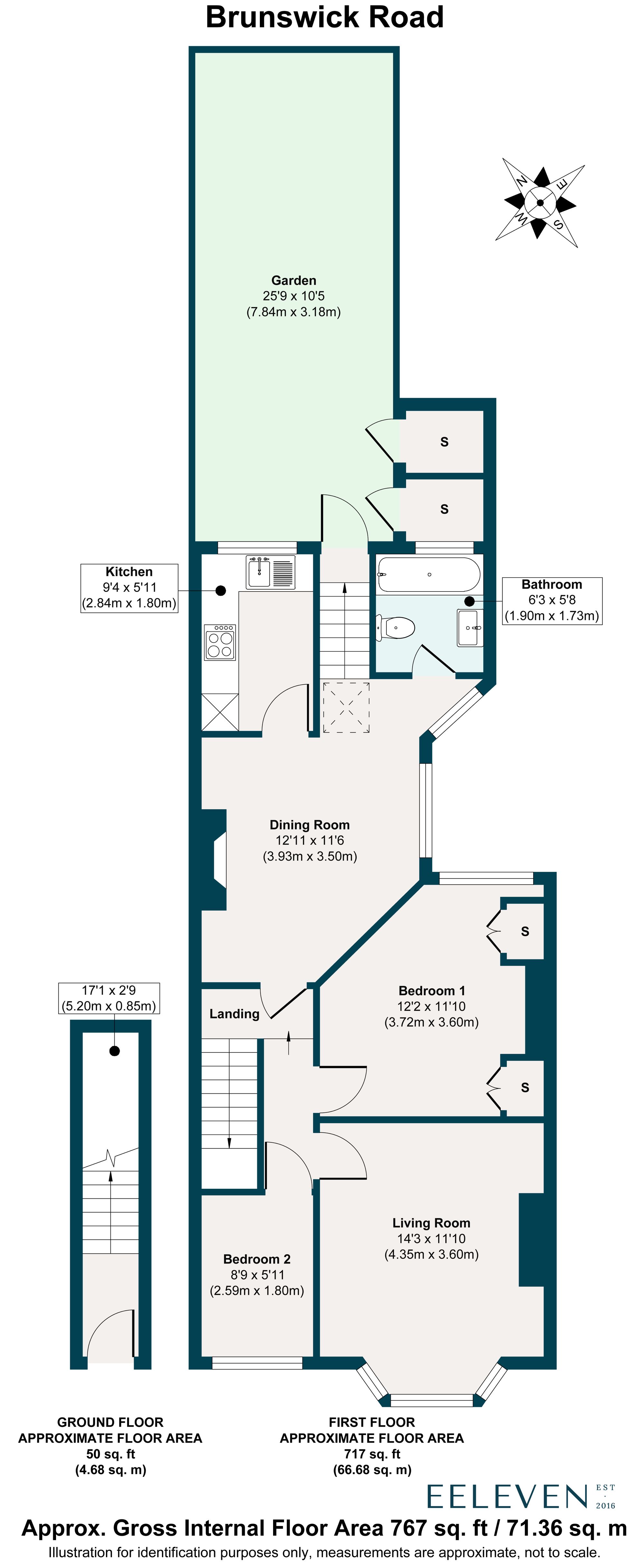 2 bed maisonette for sale in Brunswick Road, Leyton, London, E10 - Property floorplan