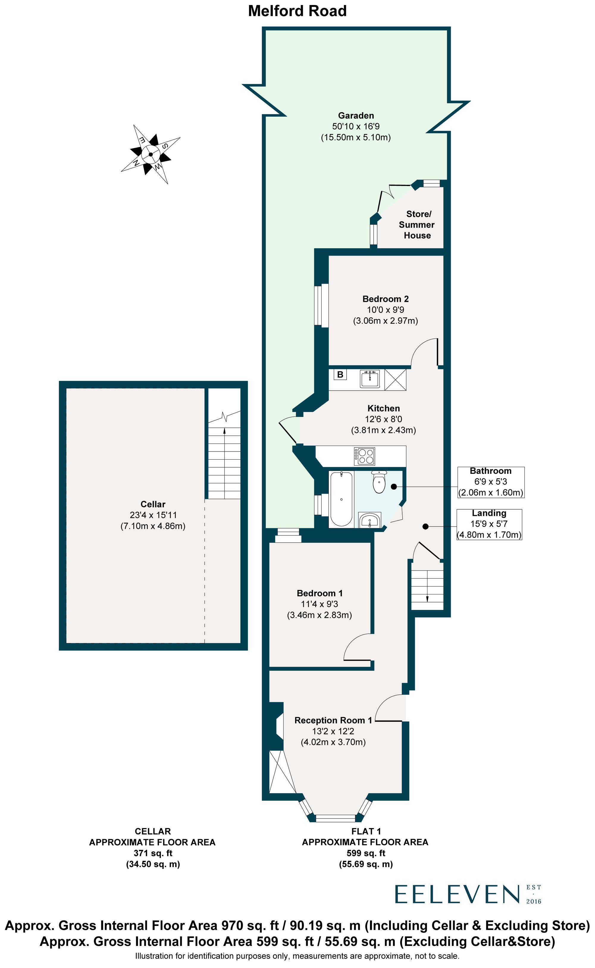 2 bed flat for sale in Melford Road, Leytonstone, London, E11 - Property floorplan