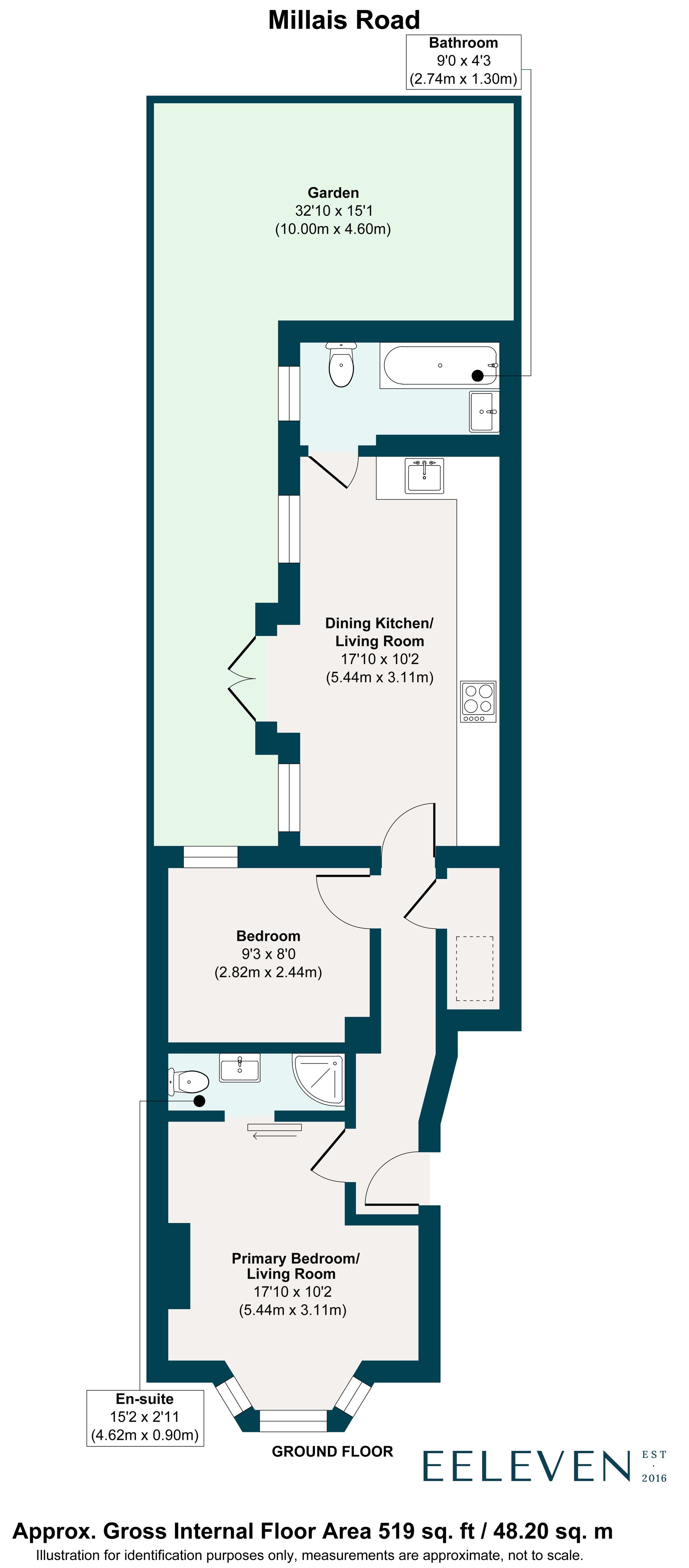 2 bed flat for sale in Millais Road, Leytonstone, London, E11 - Property floorplan