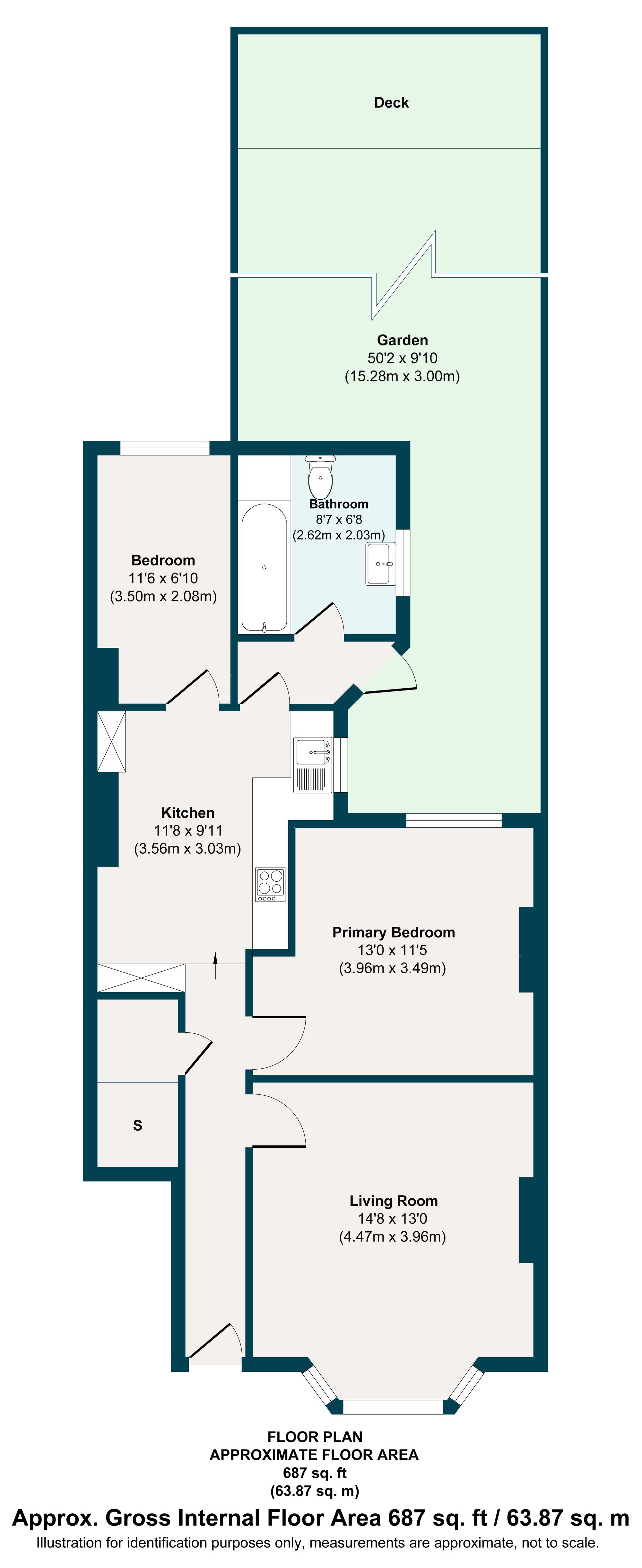2 bed ground floor flat for sale in Scotts Road, Leyton, London, E10 - Property floorplan