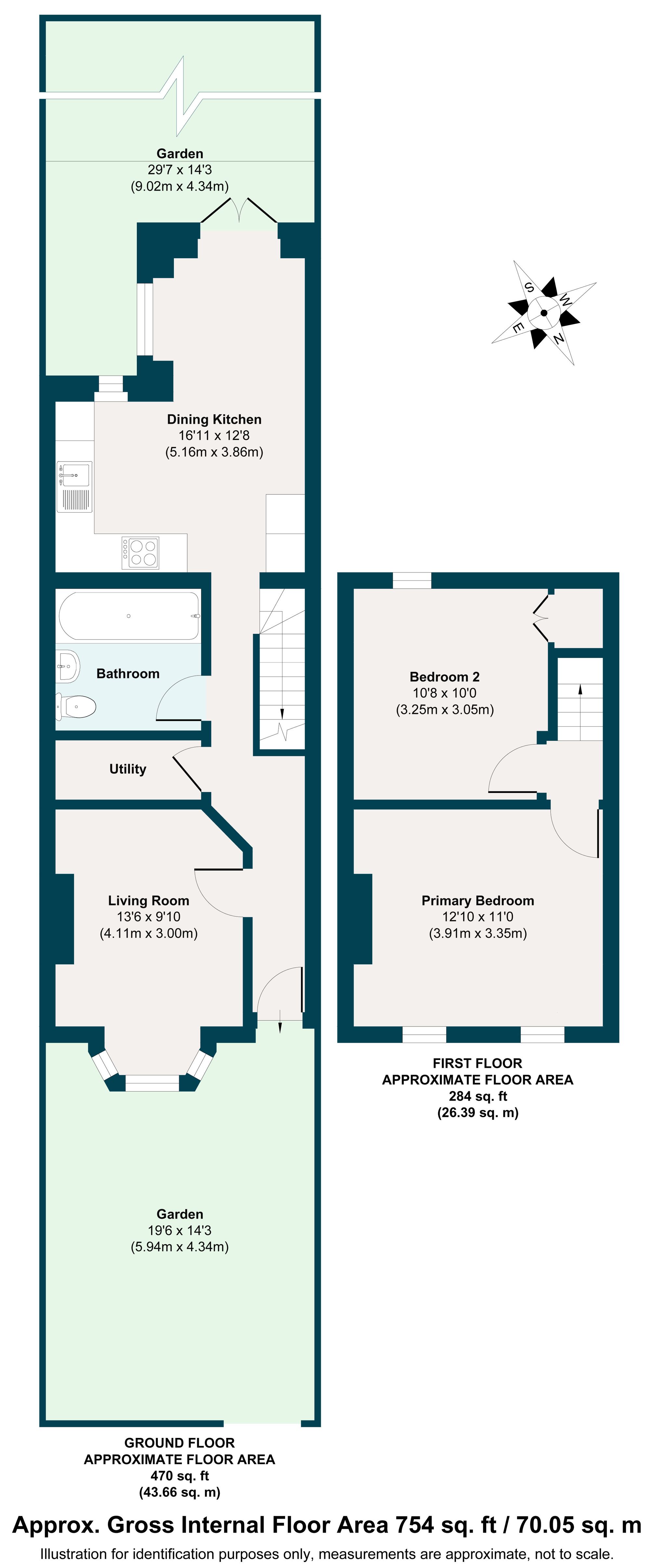 2 bed mid-terraced house for sale in Harrow Road, Leytonstone, London, E11 - Property floorplan