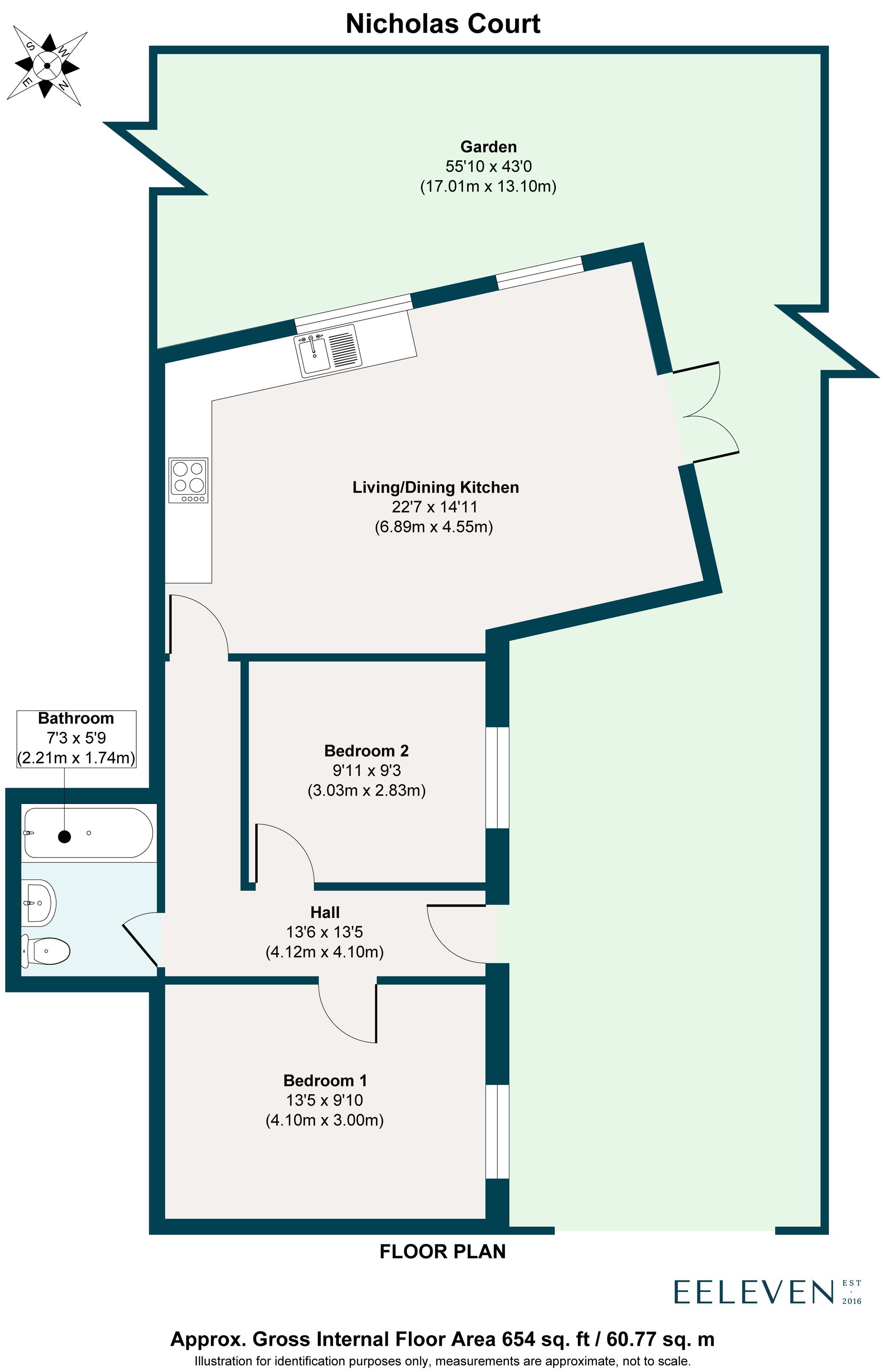 2 bed flat for sale in Nicholas Court, Wallwood Road, Leytonstone, London, E11 - Property floorplan