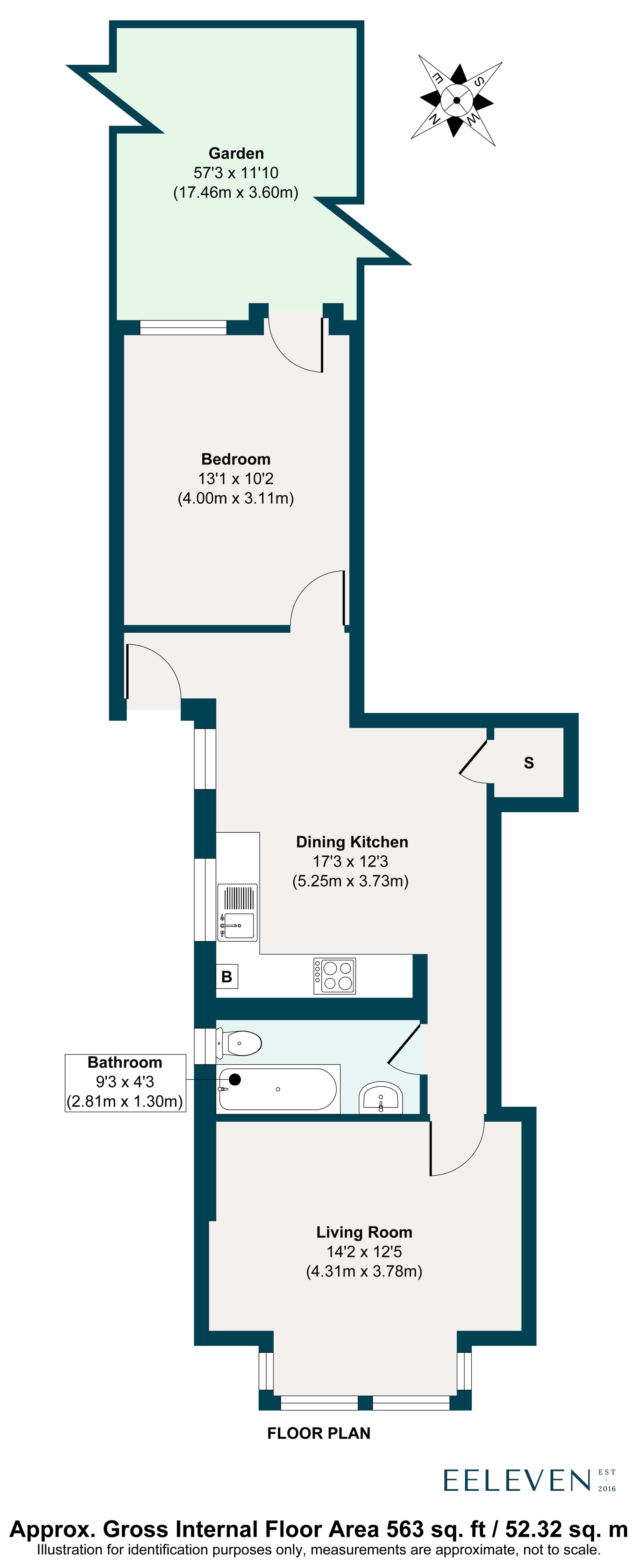 1 bed flat for sale in Chadwick Road, Upper Leytonstone, London, E11 - Property floorplan