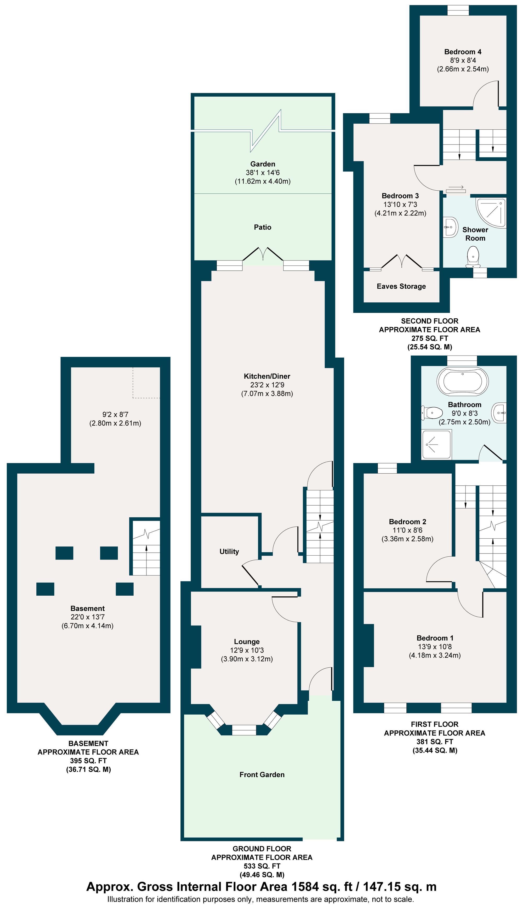 4 bed mid-terraced house for sale in Balmoral Road, Leyton, London, E10 - Property floorplan