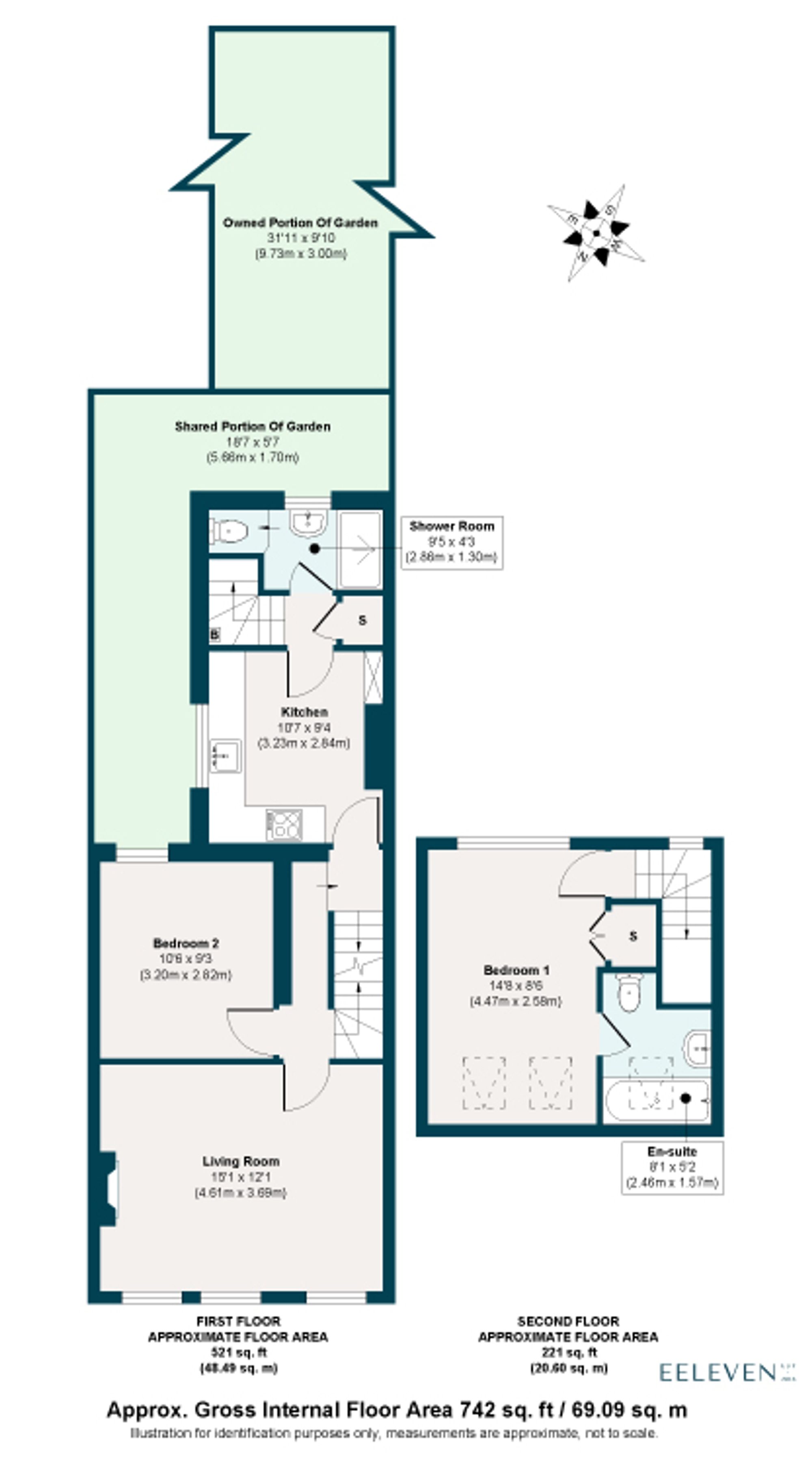 2 bed flat for sale in Hawarden Road, Walthamstow, London, E17 - Property floorplan