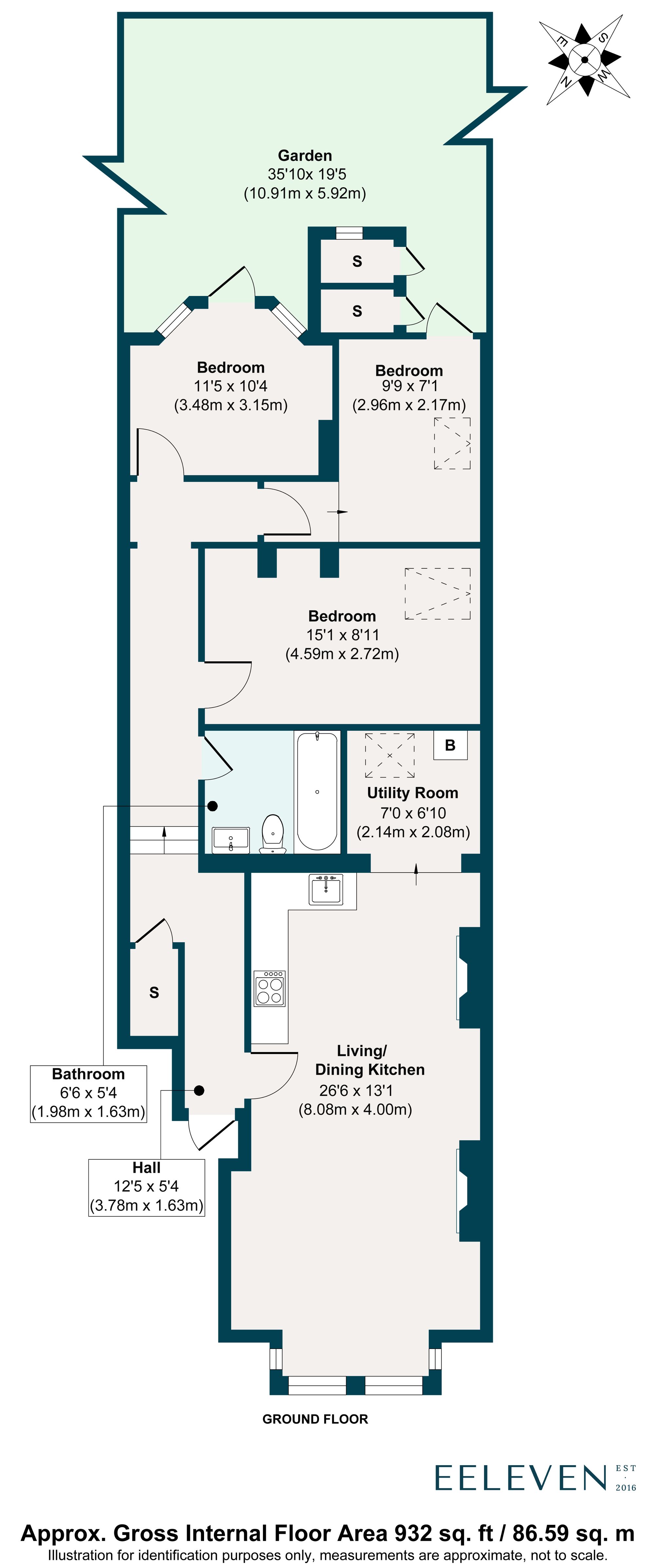 3 bed ground floor flat for sale in Hainault Road, Leytonstone, London, E11 - Property floorplan