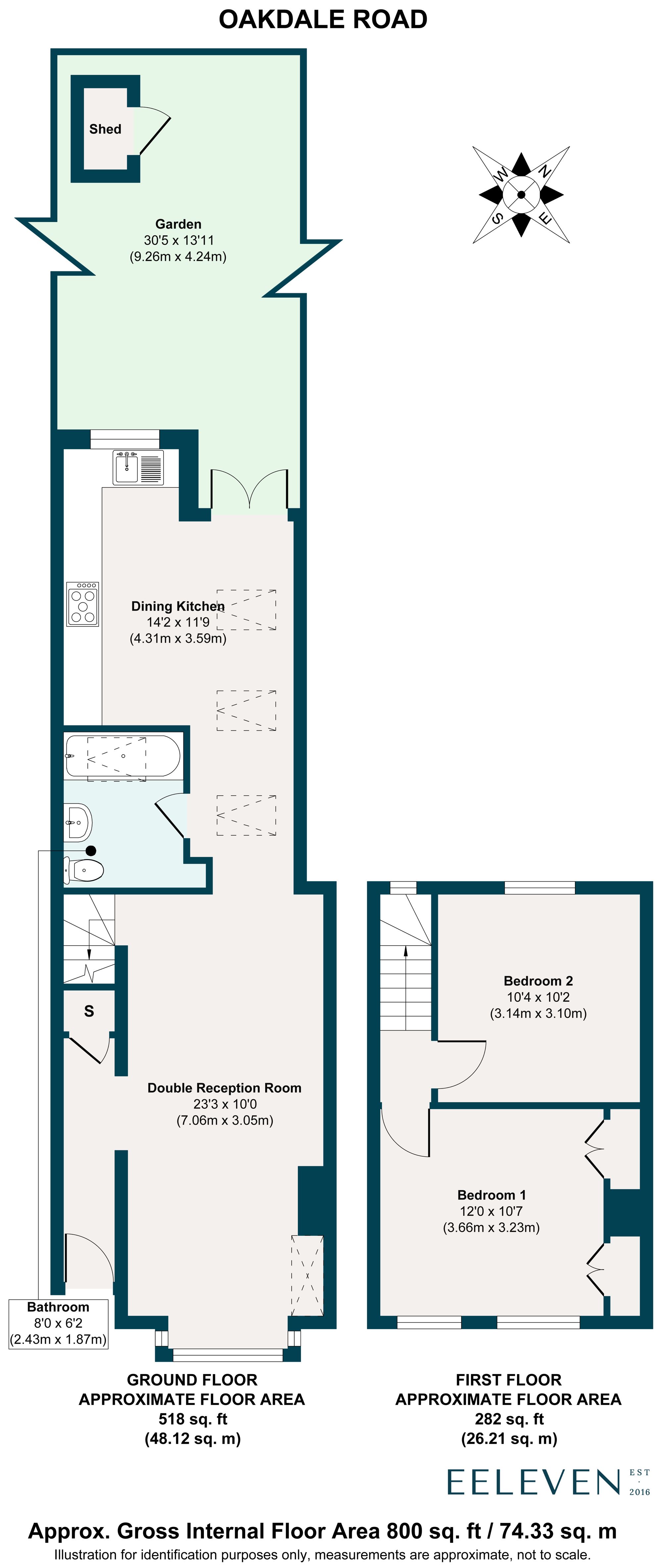 2 bed terraced house for sale in Oakdale Road, Leytonstone, London, E11 - Property floorplan