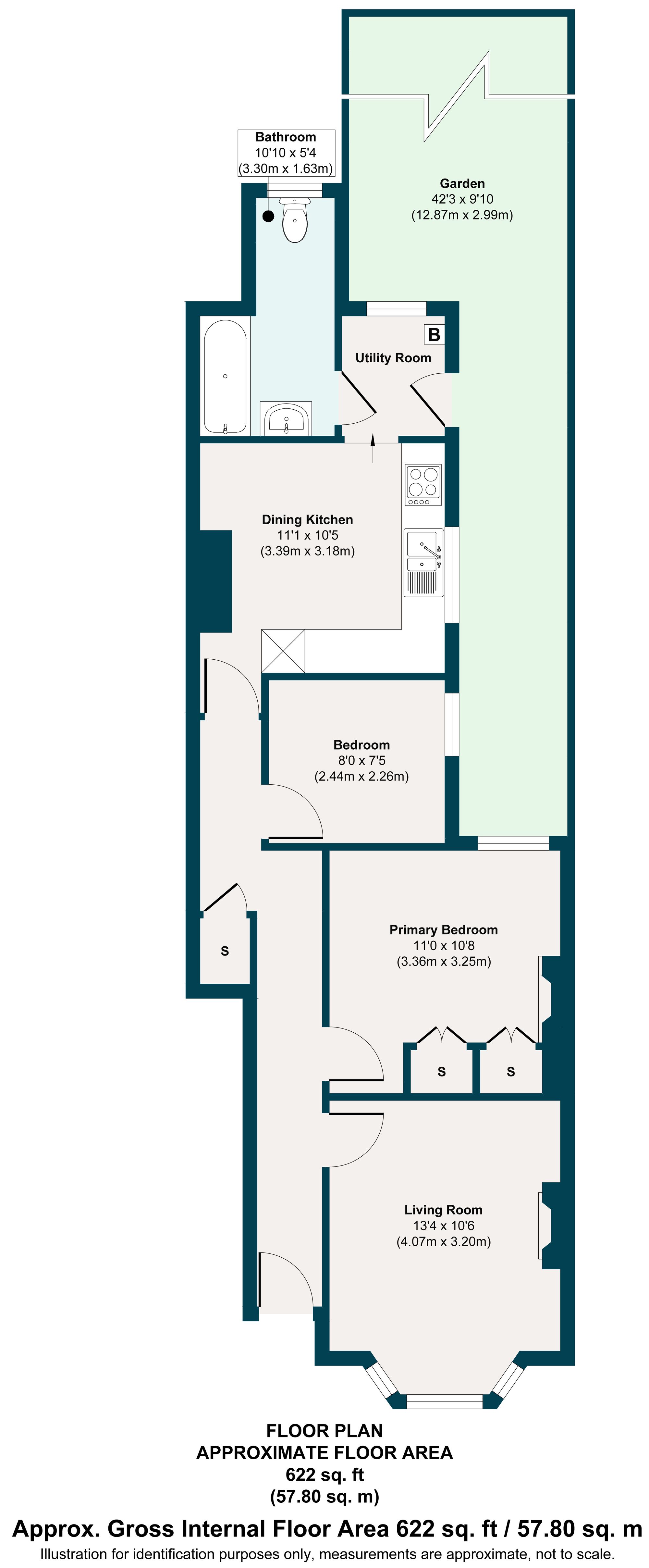2 bed flat for sale in Huxley Road, Leyton, London, E10 - Property floorplan