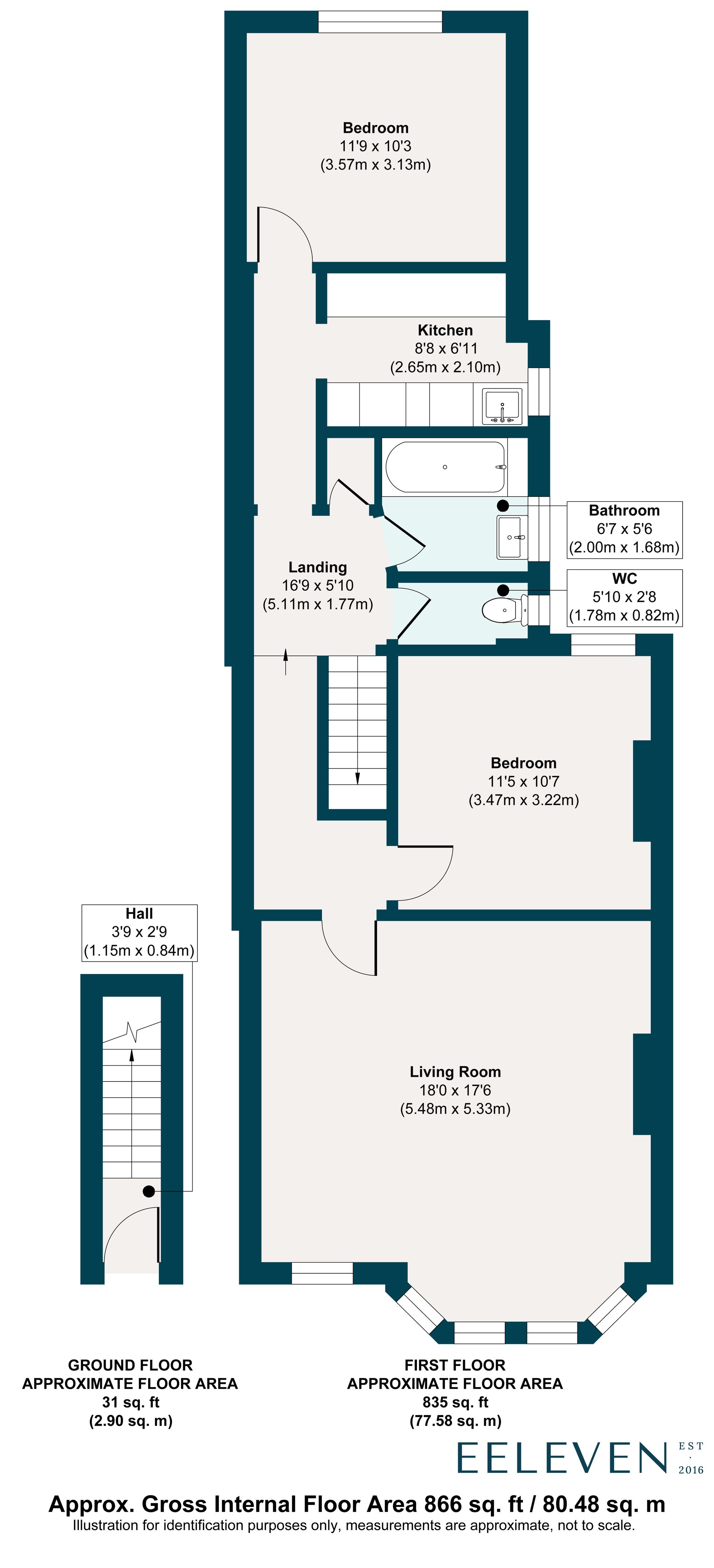 2 bed flat for sale in Maple Road, Upper Leytonstone, London, E11 - Property floorplan
