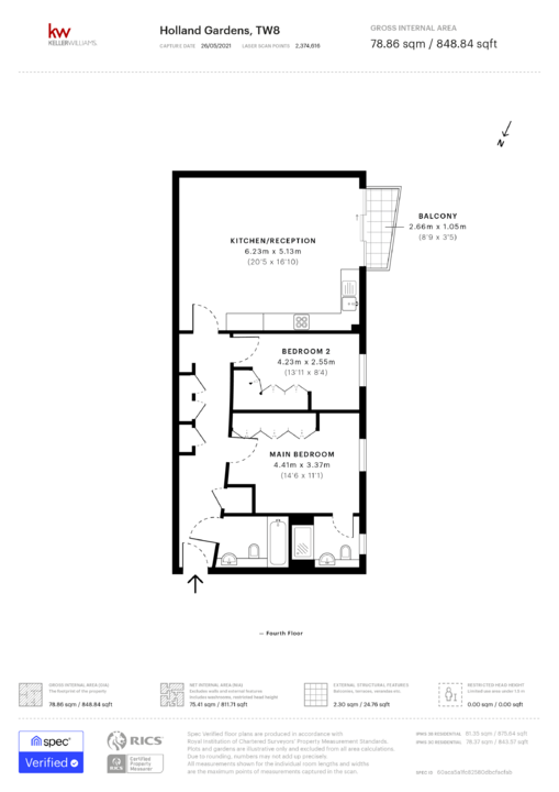 2 bed apartment for sale in Holland Gardens, Brentford, Greater London, TW8 - Property Floorplan