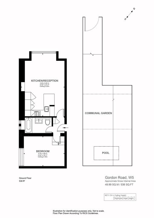 1 bed apartment for sale in Gordon Road, Ealing, London, W5 - Property Floorplan