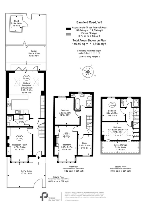 5 bed terraced house for sale in Barnfield Road, Ealing, London, W5 - Property Floorplan
