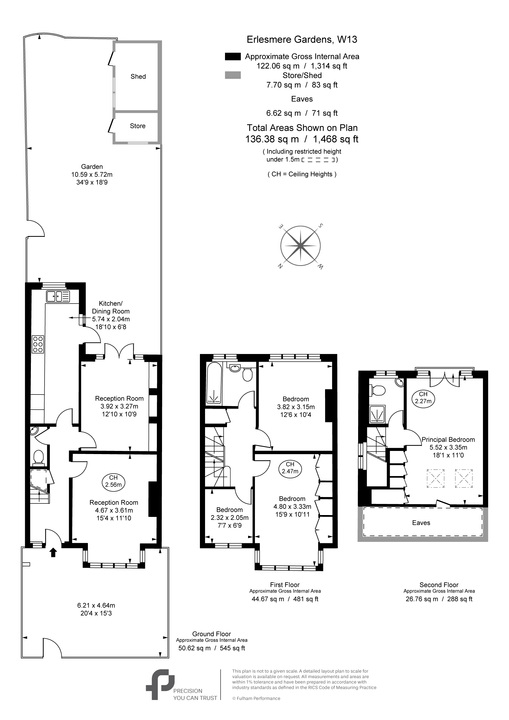 4 bed terraced house for sale in Erlesmere Gardens, Ealing, London, W13 - Property Floorplan