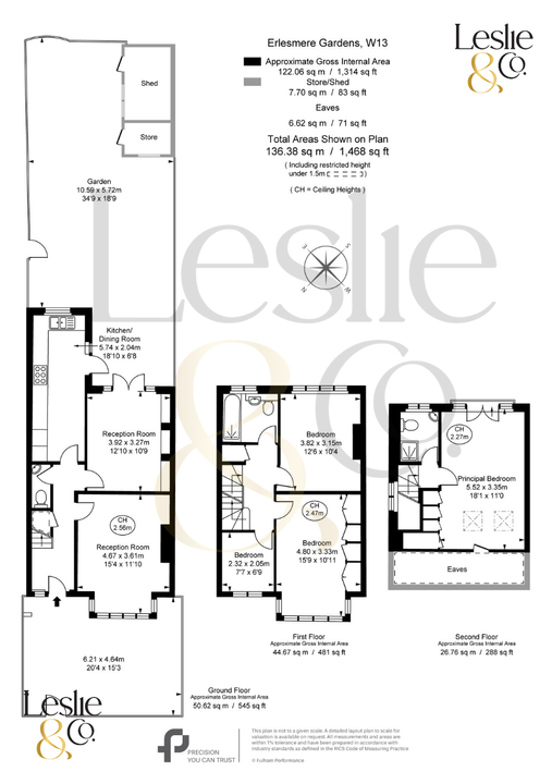 4 bed terraced house for sale in Erlesmere Gardens, Ealing, London, W13 - Property Floorplan