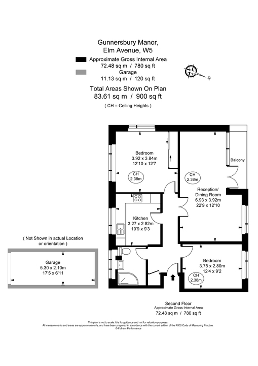 2 bed apartment for sale in Gunnersbury Manor, Elm Avenue, Ealing, London, W5 - Property Floorplan