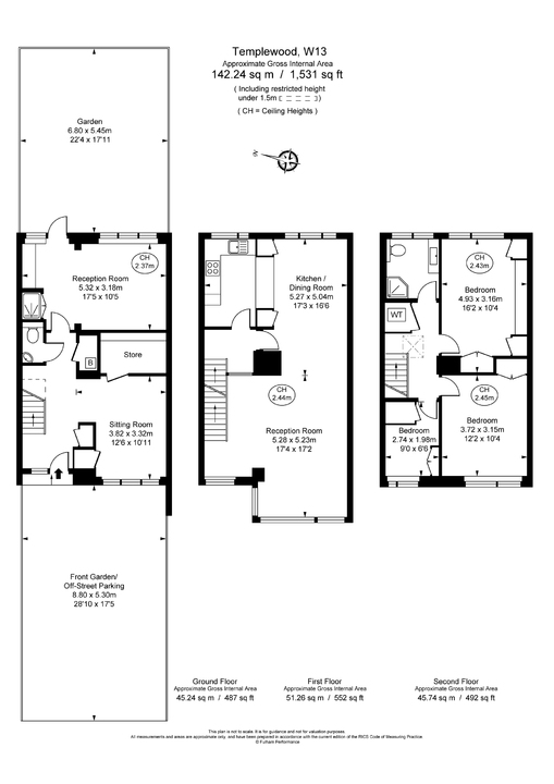3 bed terraced house for sale in Templewood, Ealing, London, W13 - Property Floorplan