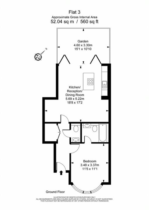 1 bed apartment for sale in Burnham Way, Ealing, London, W13 - Property Floorplan