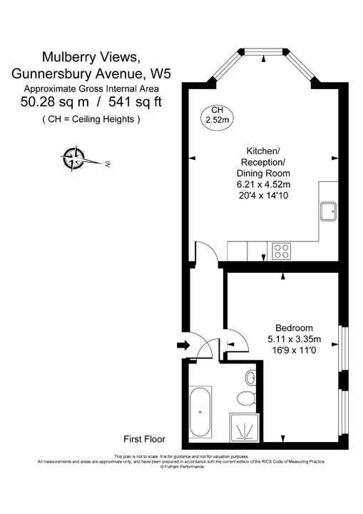 1 bed apartment for sale in Gunnersbury Avenue, Ealing, London, W5 - Property Floorplan