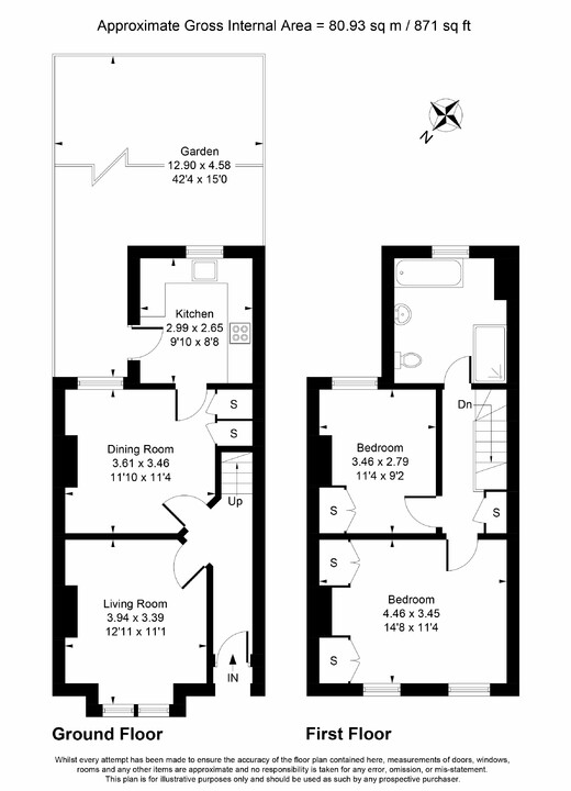 2 bed terraced house for sale in Darwin Road, Ealing, London, W5 - Property Floorplan